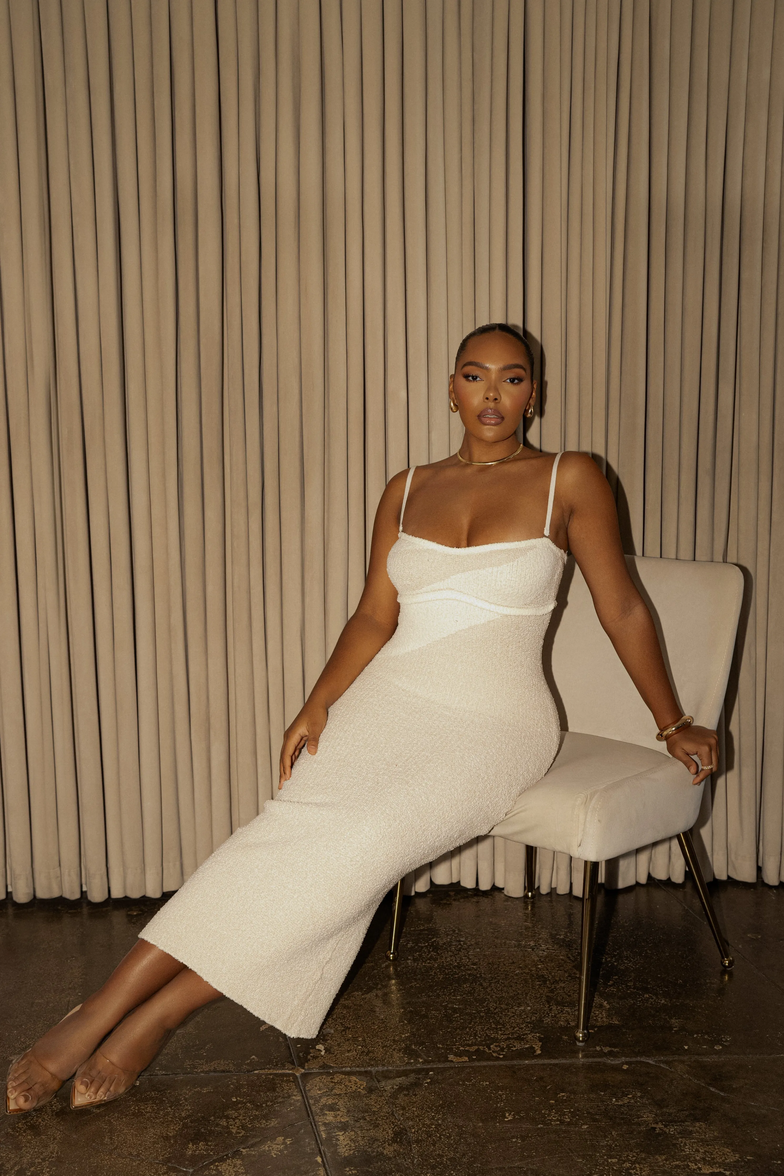 Ivory Sundown Strapless Midi Dress