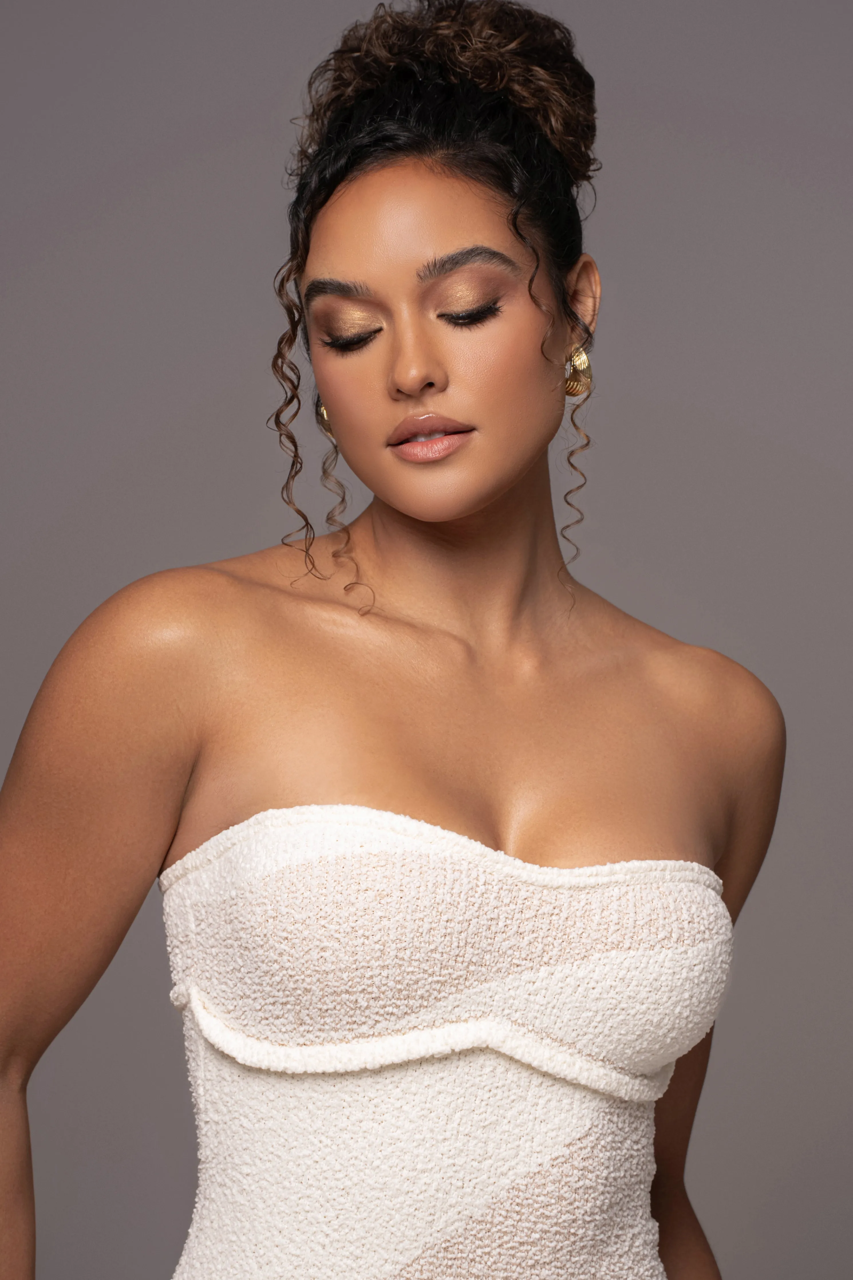 Ivory Sundown Strapless Midi Dress