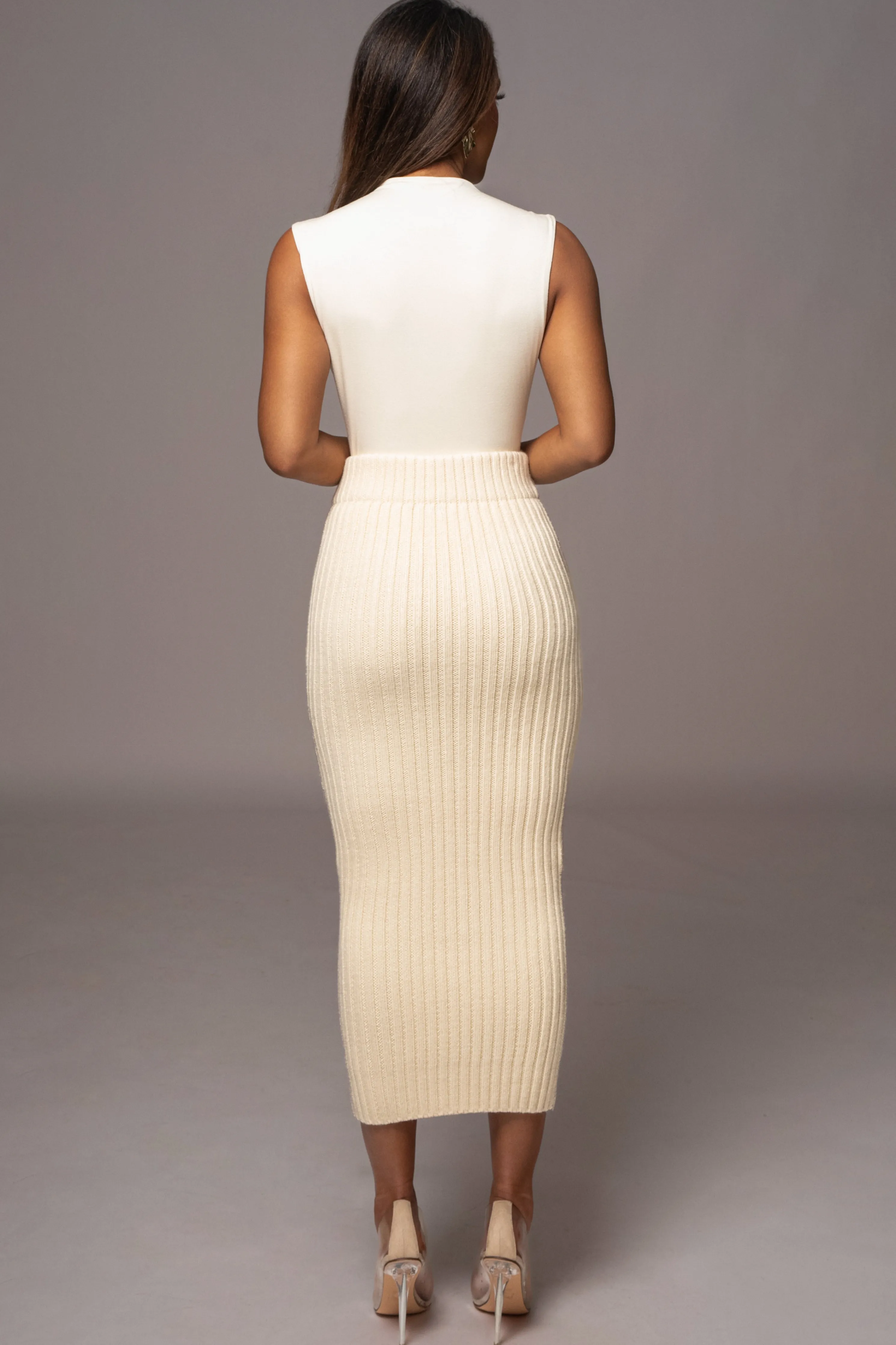 Ivory Take Me Home Ribbed Skirt