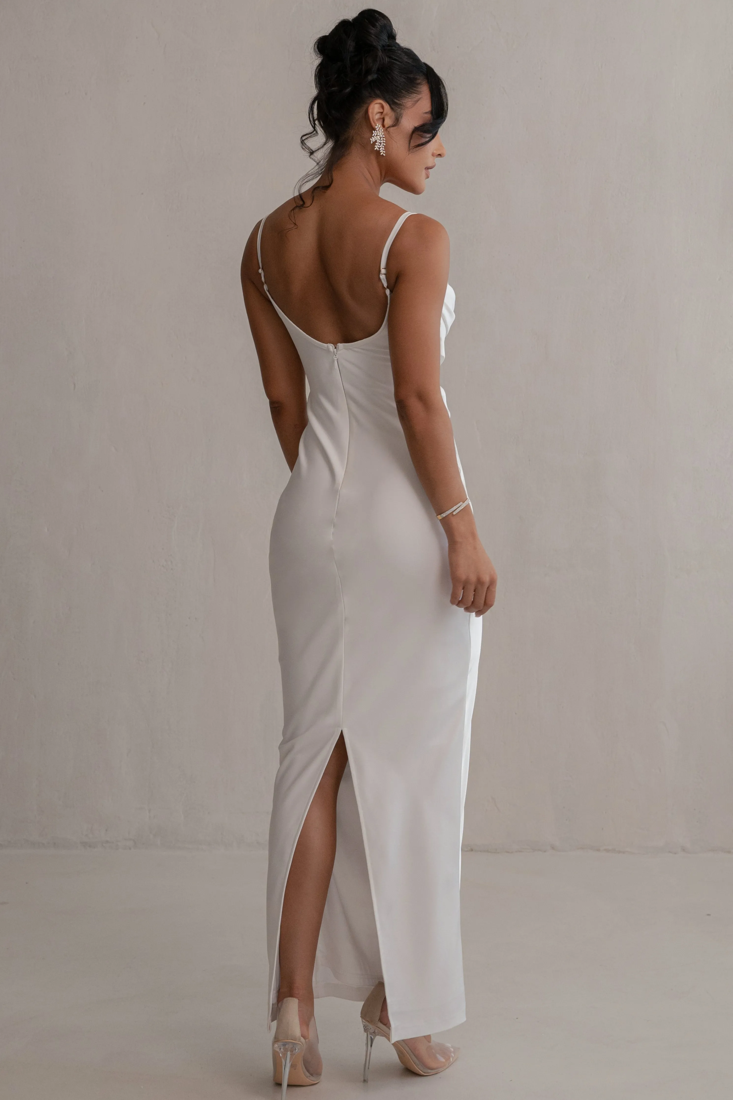 Ivory Unveiled Satin Maxi Dress