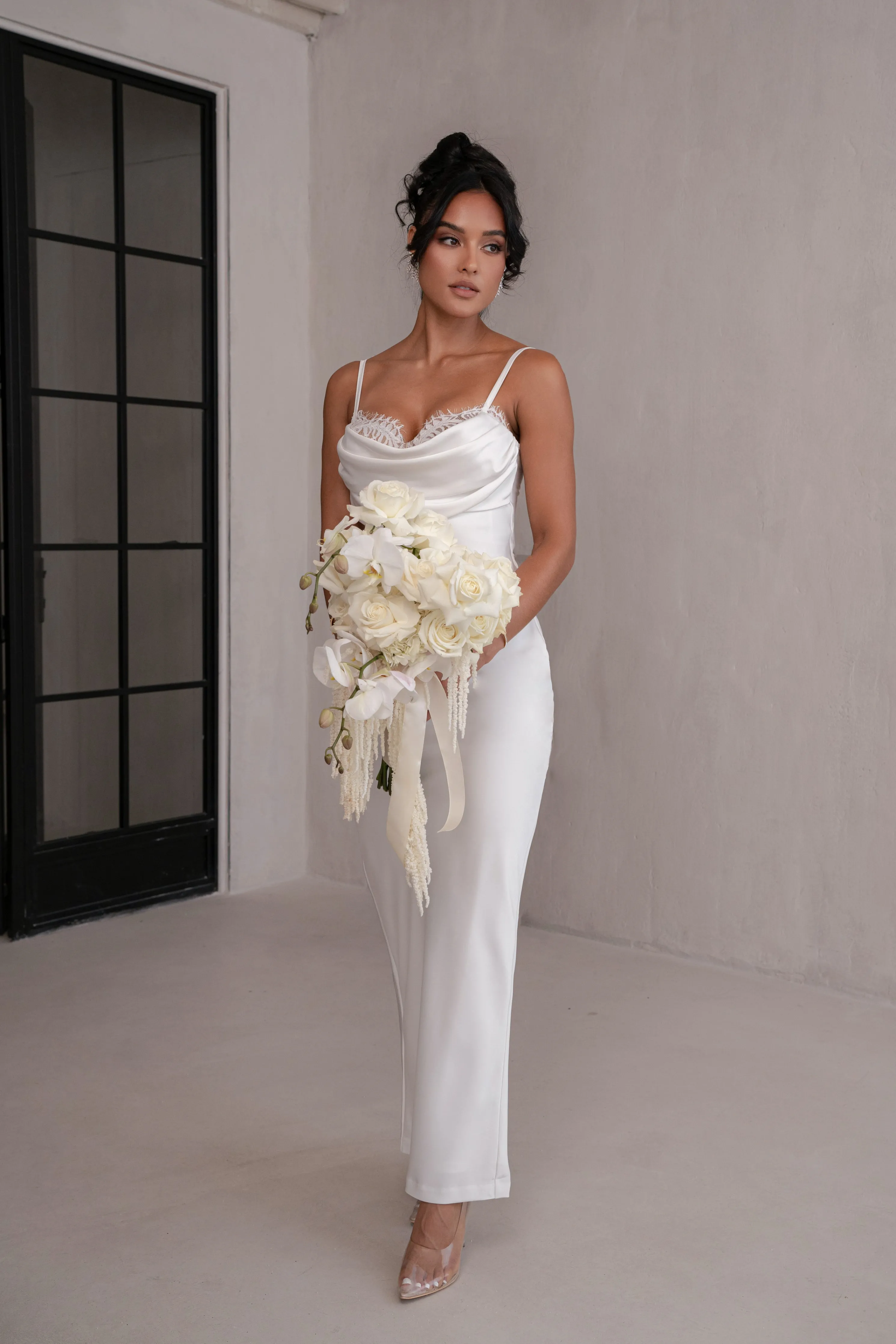 Ivory Unveiled Satin Maxi Dress