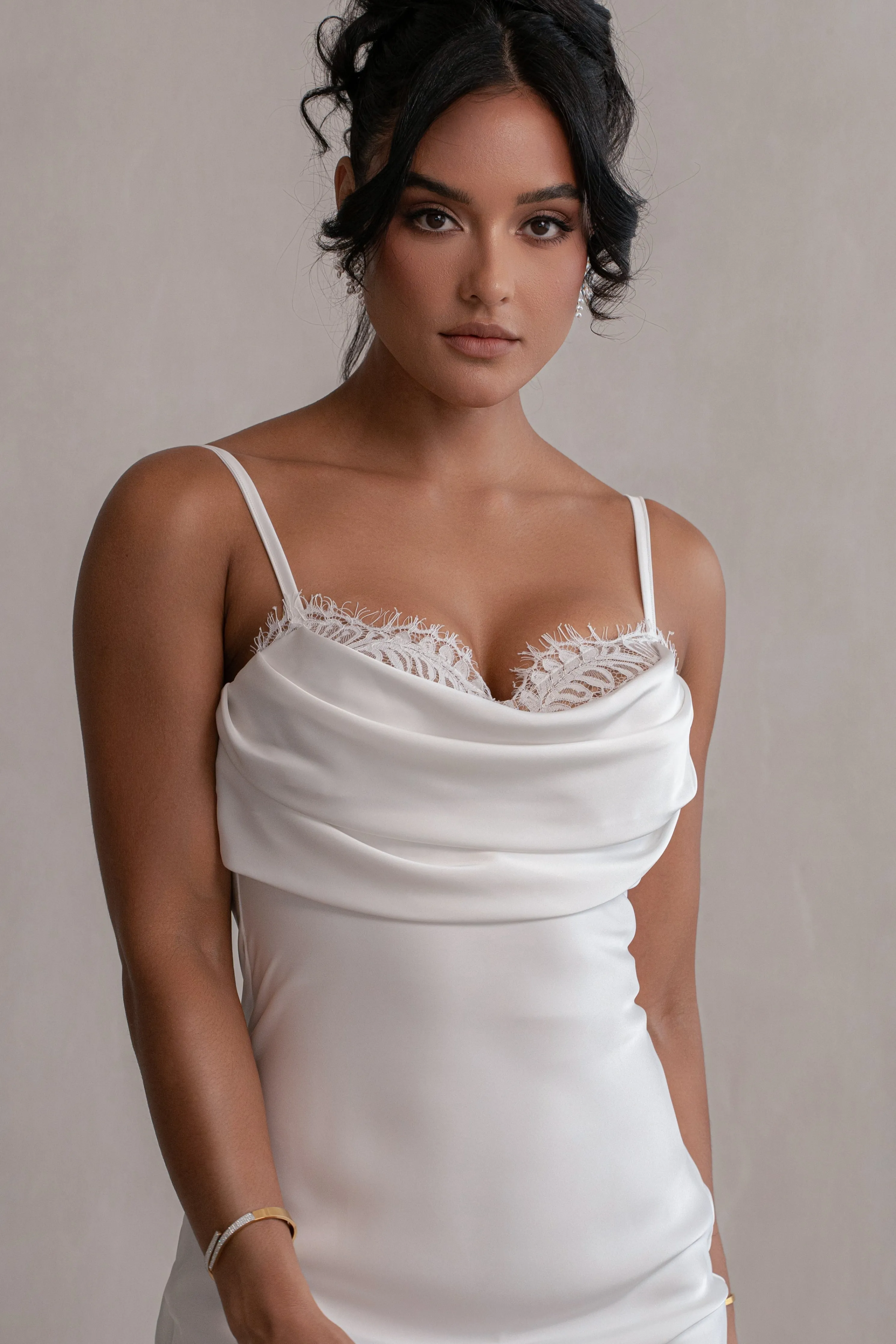 Ivory Unveiled Satin Maxi Dress