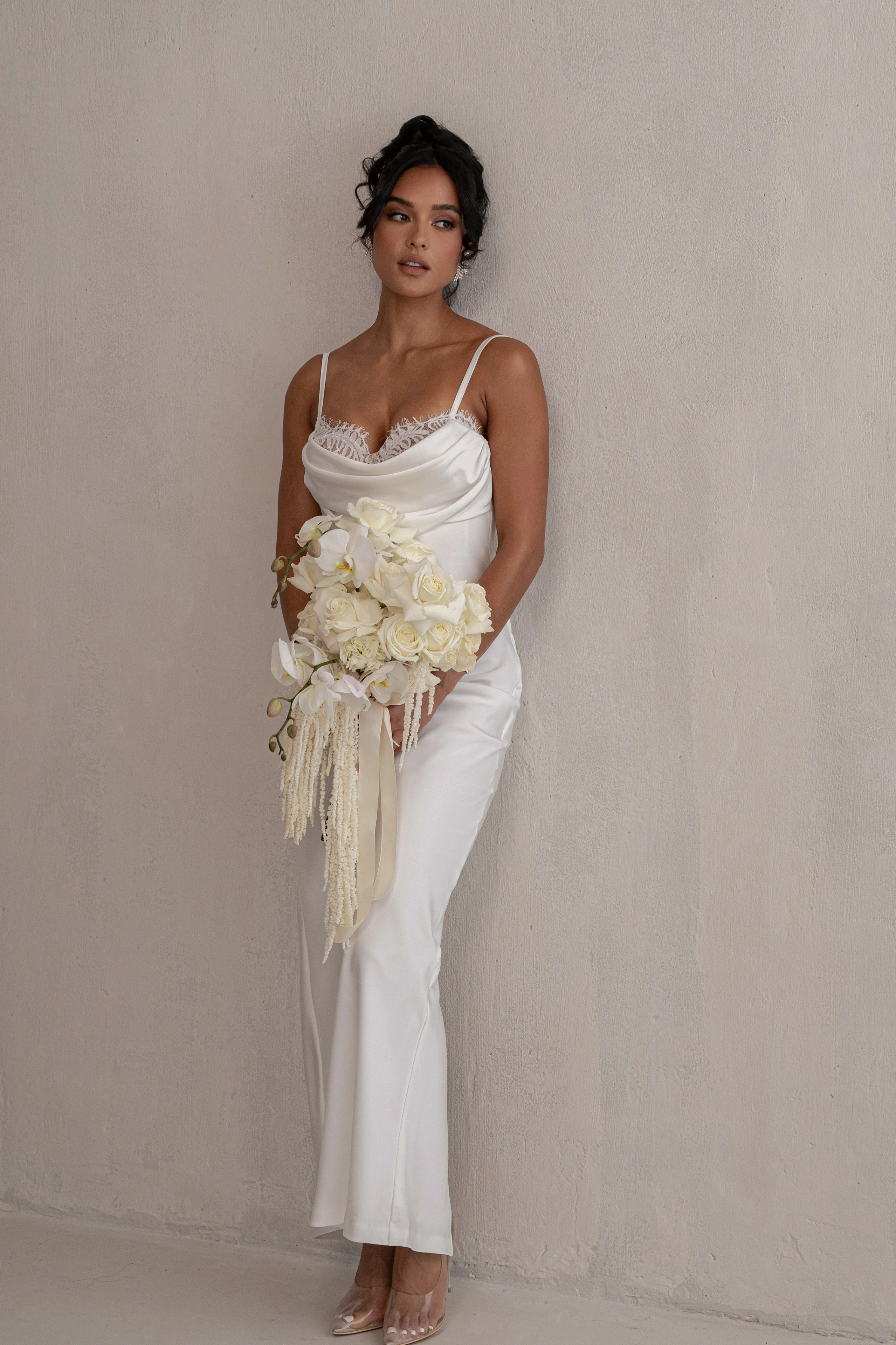 Ivory Unveiled Satin Maxi Dress