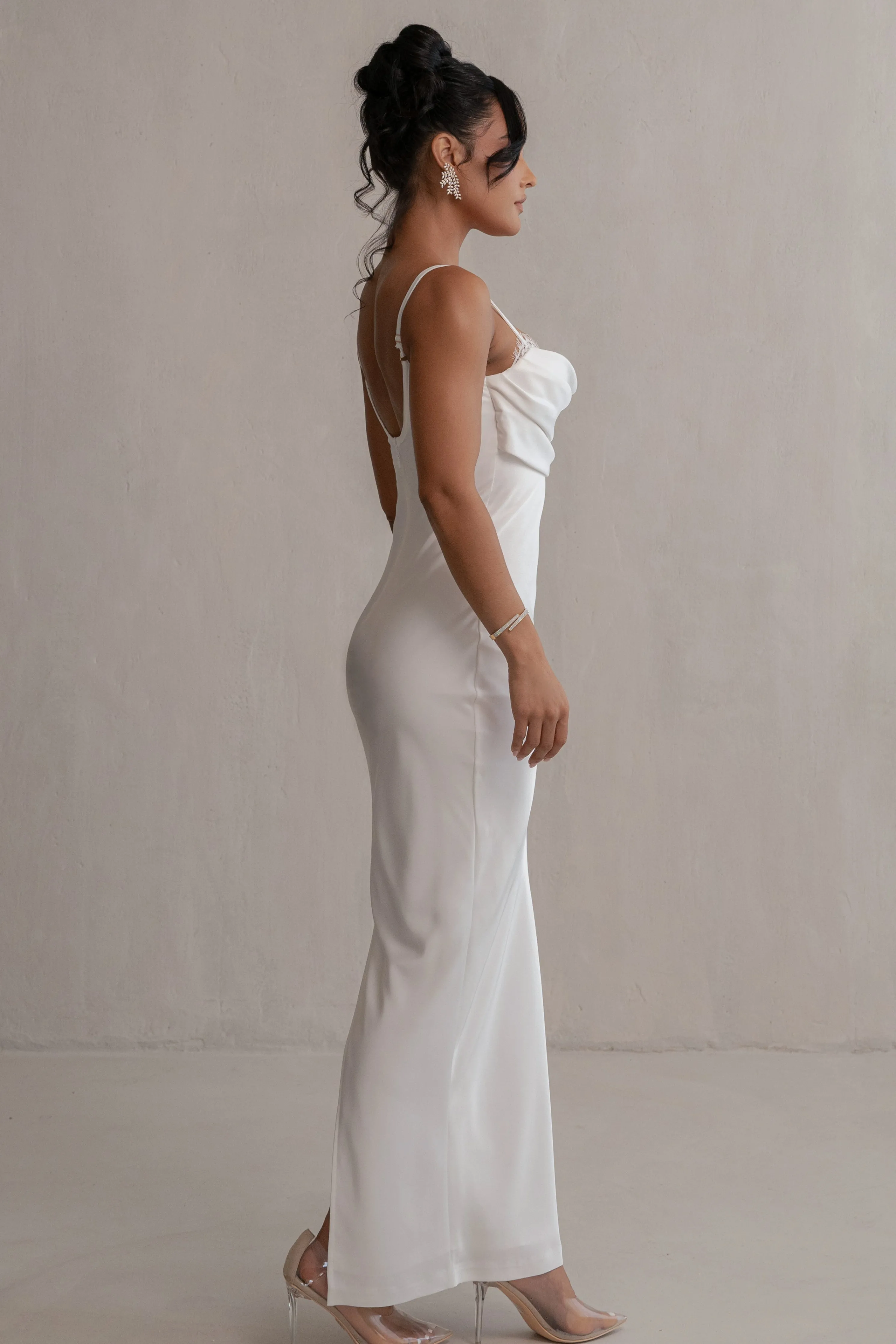 Ivory Unveiled Satin Maxi Dress