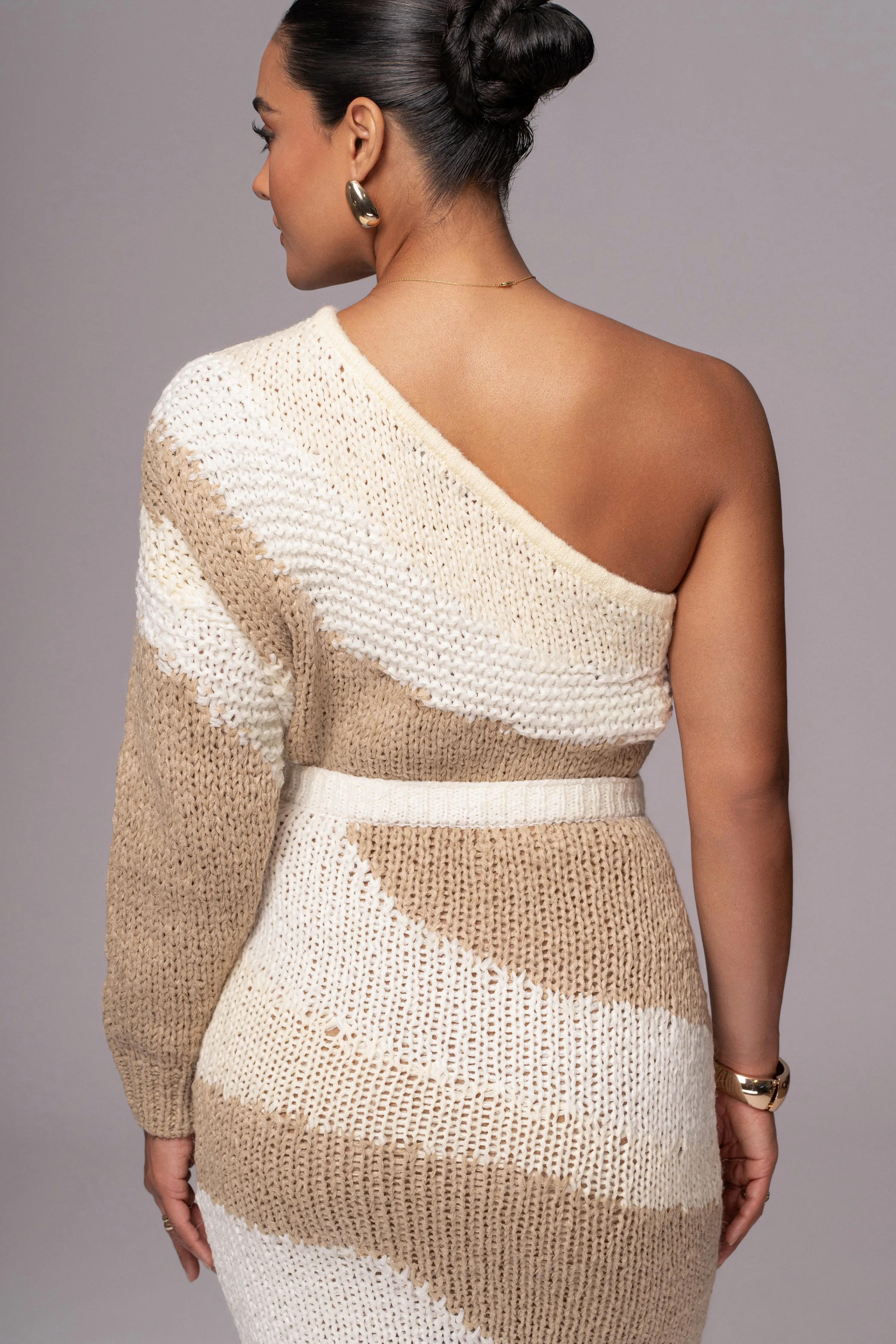 Ivory/Beige Monette Printed Knit Skirt