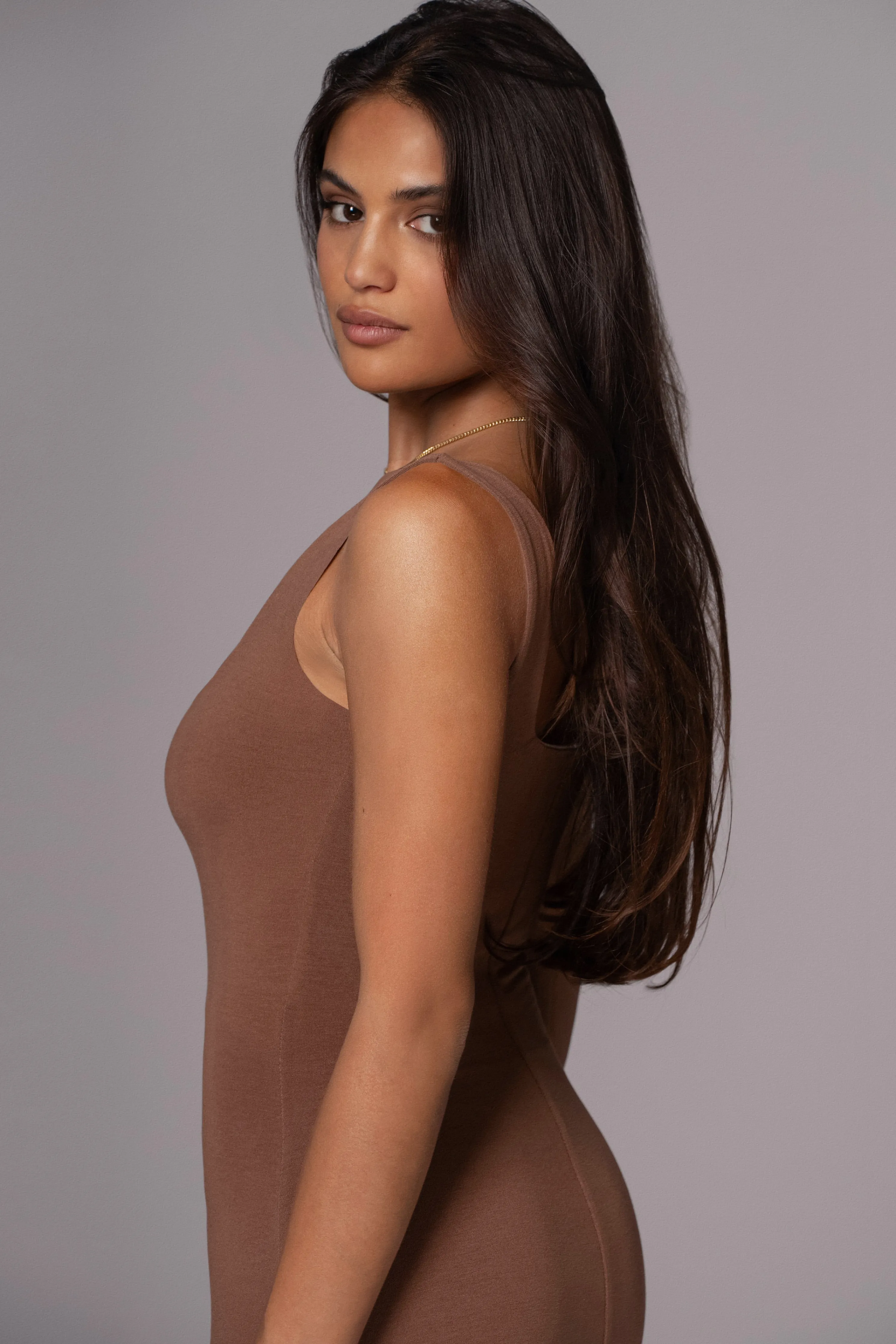 Ivory/Pecan Keidi Reversible Maxi Dress