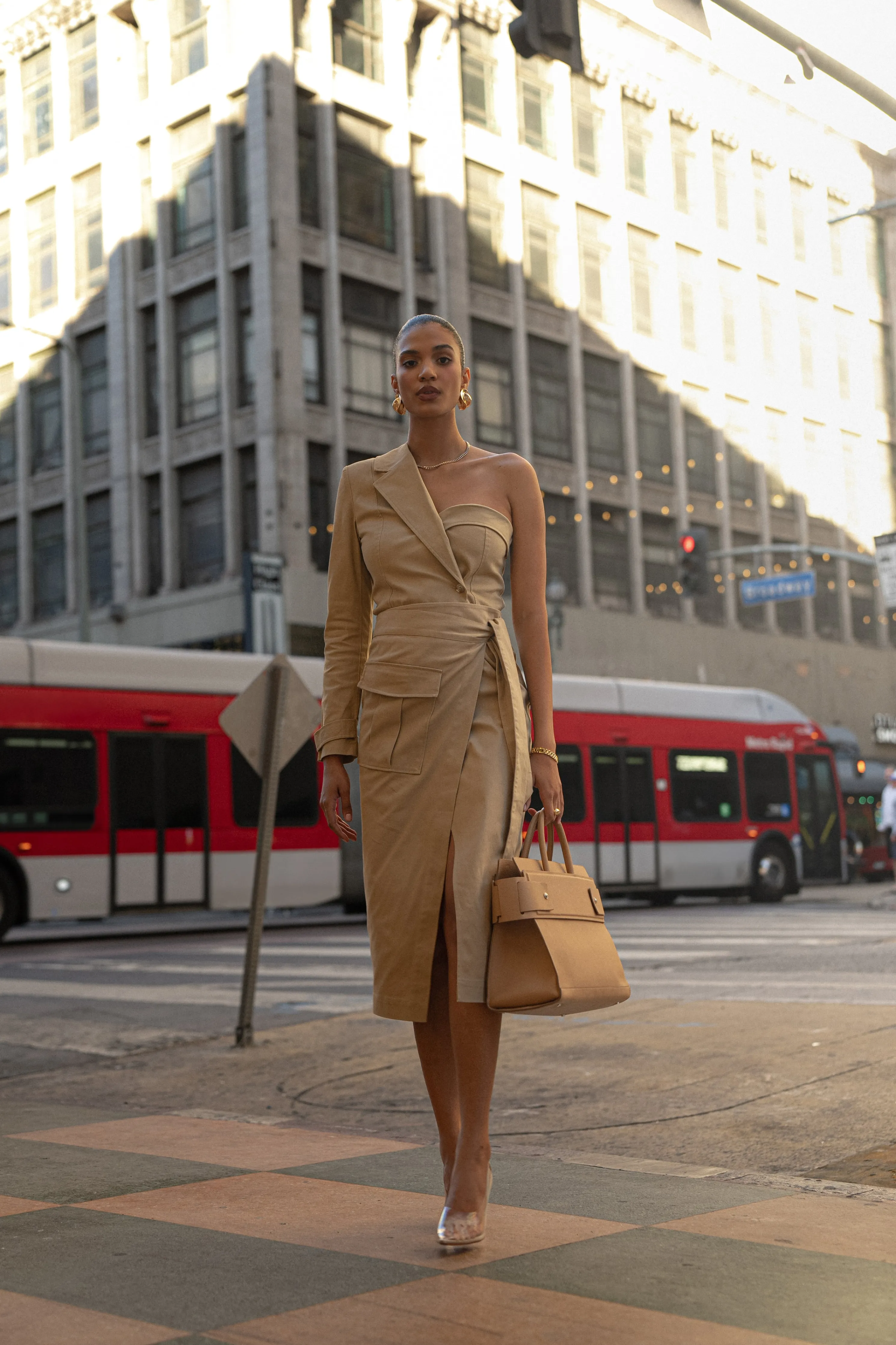 Khaki Amal One Shoulder Top