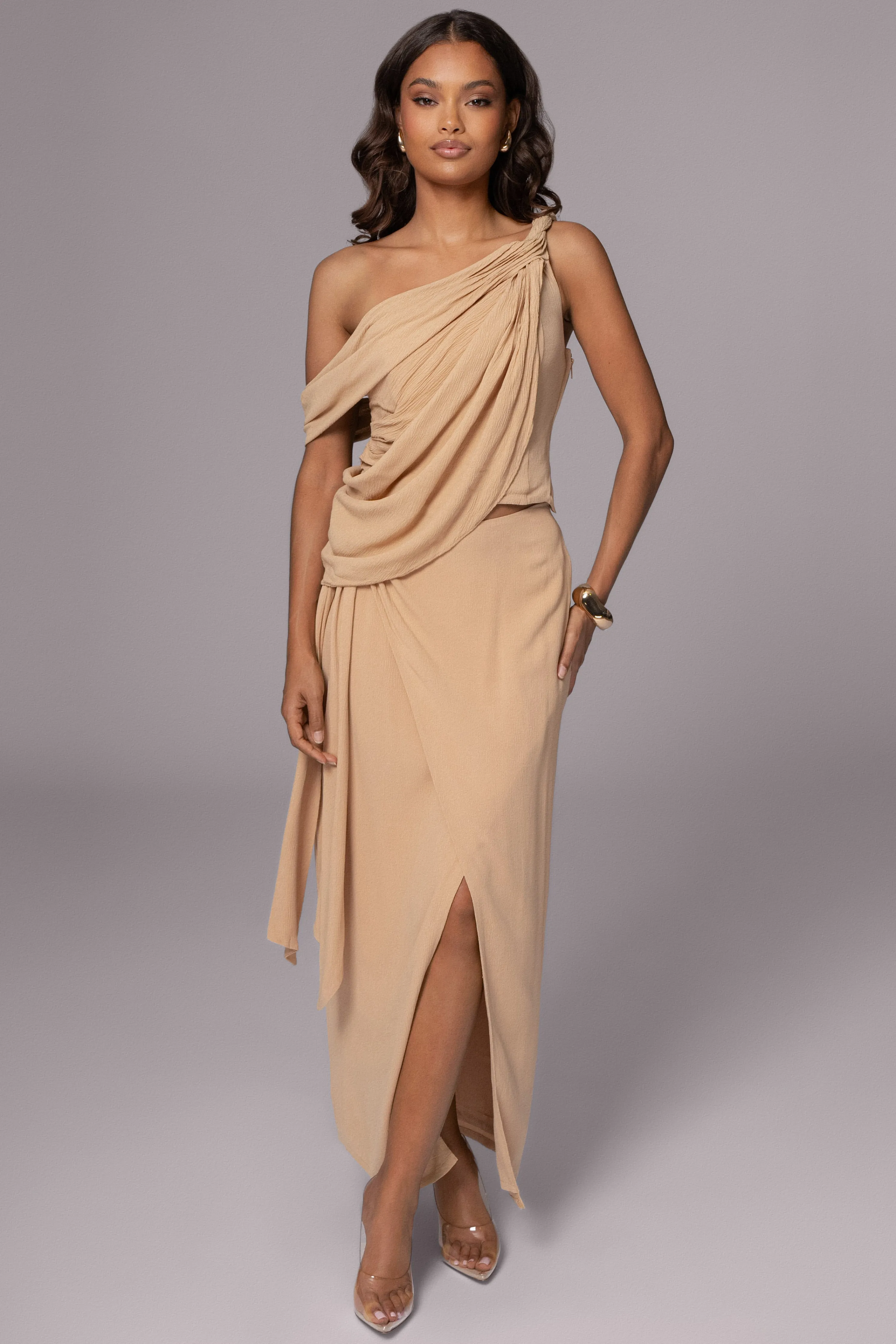 Khaki Diosa Drape Top