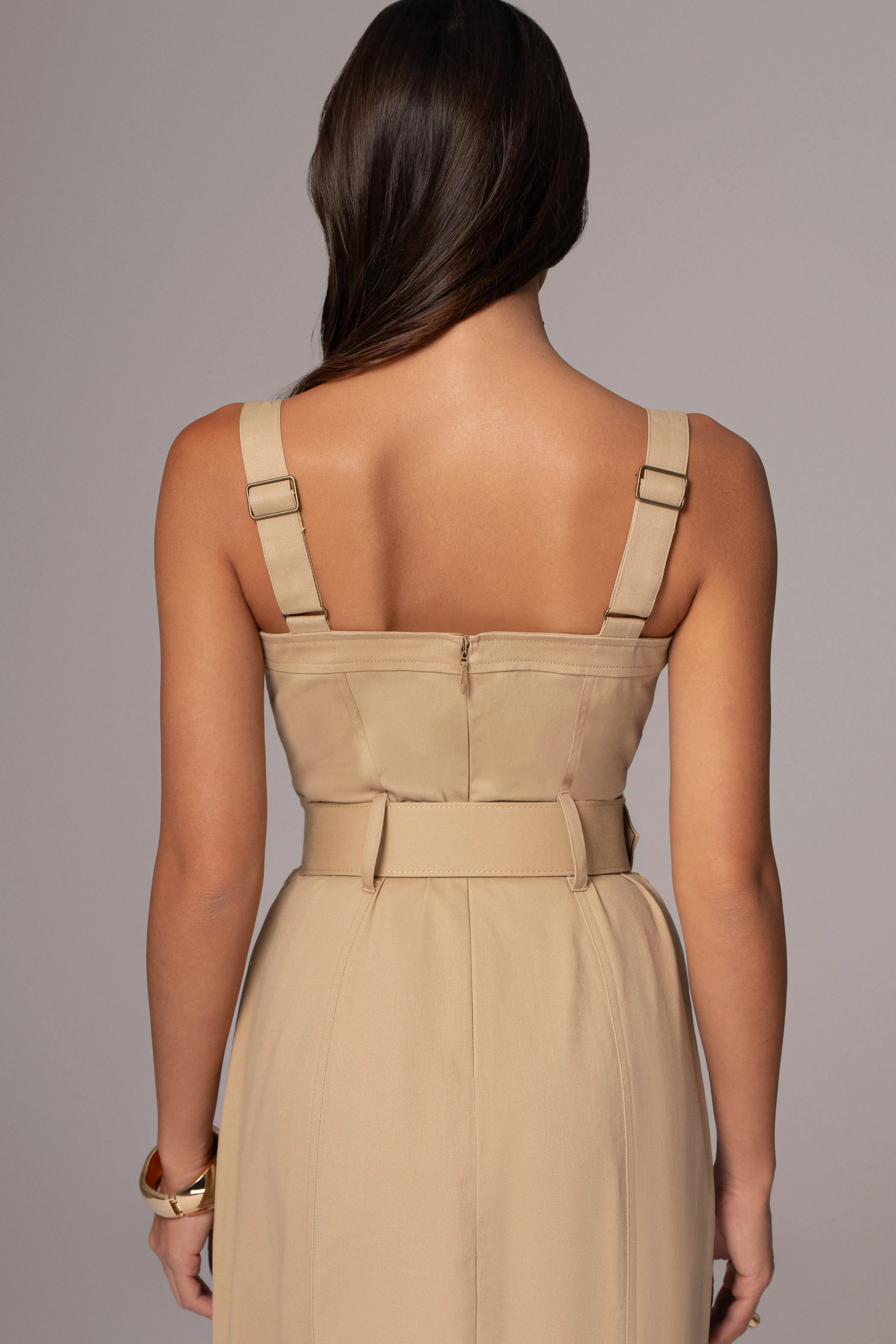 Khaki Forever Summer Belted Dress