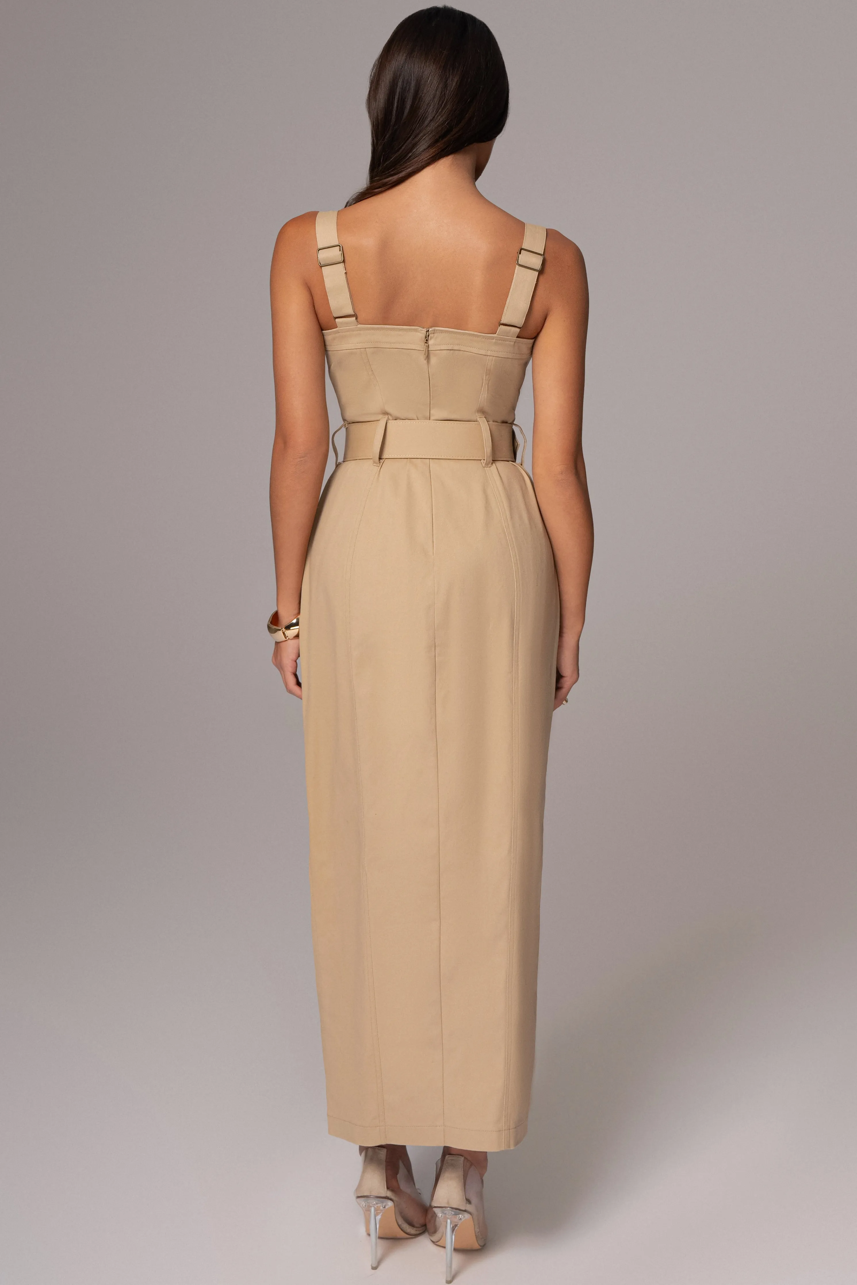 Khaki Forever Summer Belted Dress