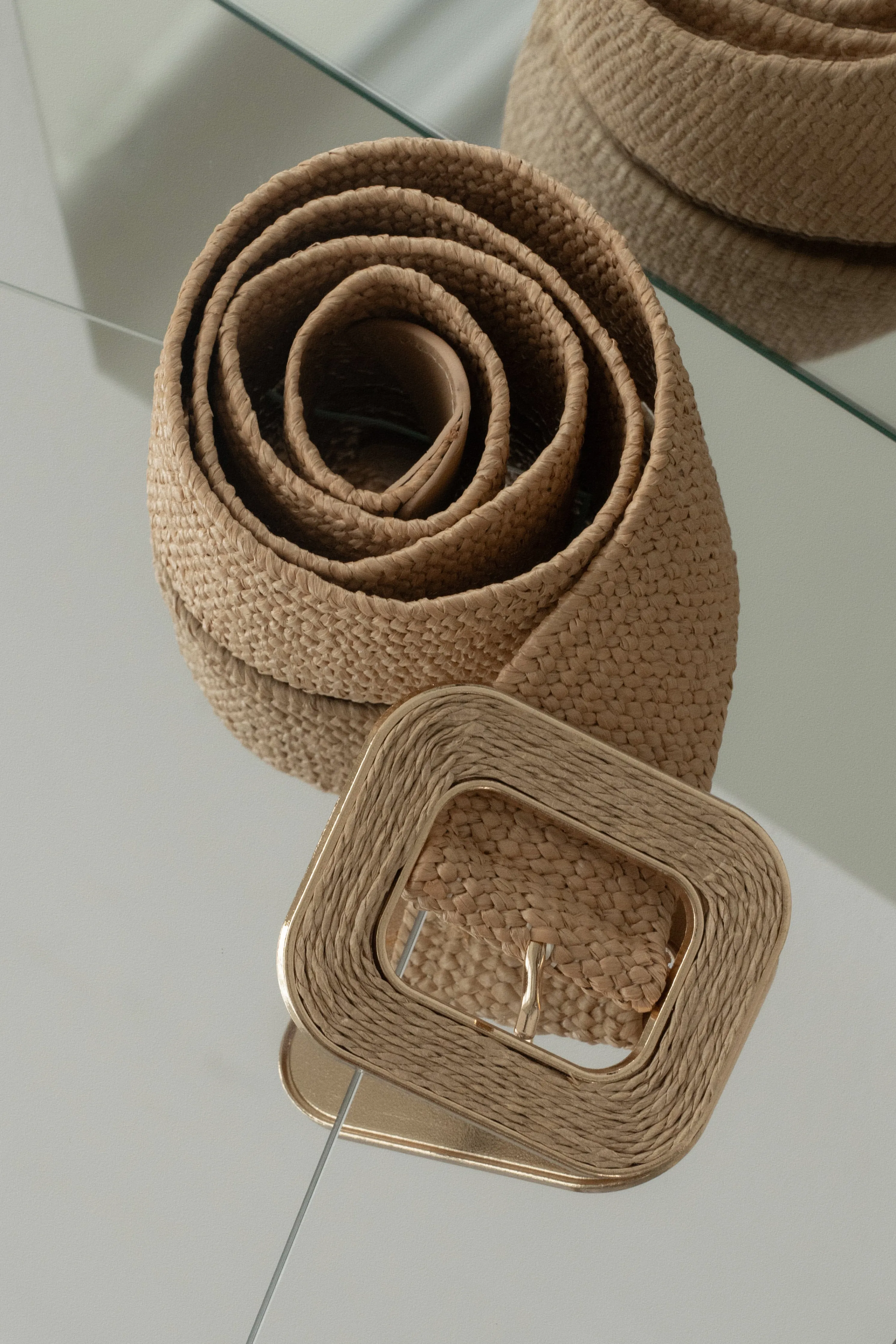 Khaki Square Buckle Woven Belt