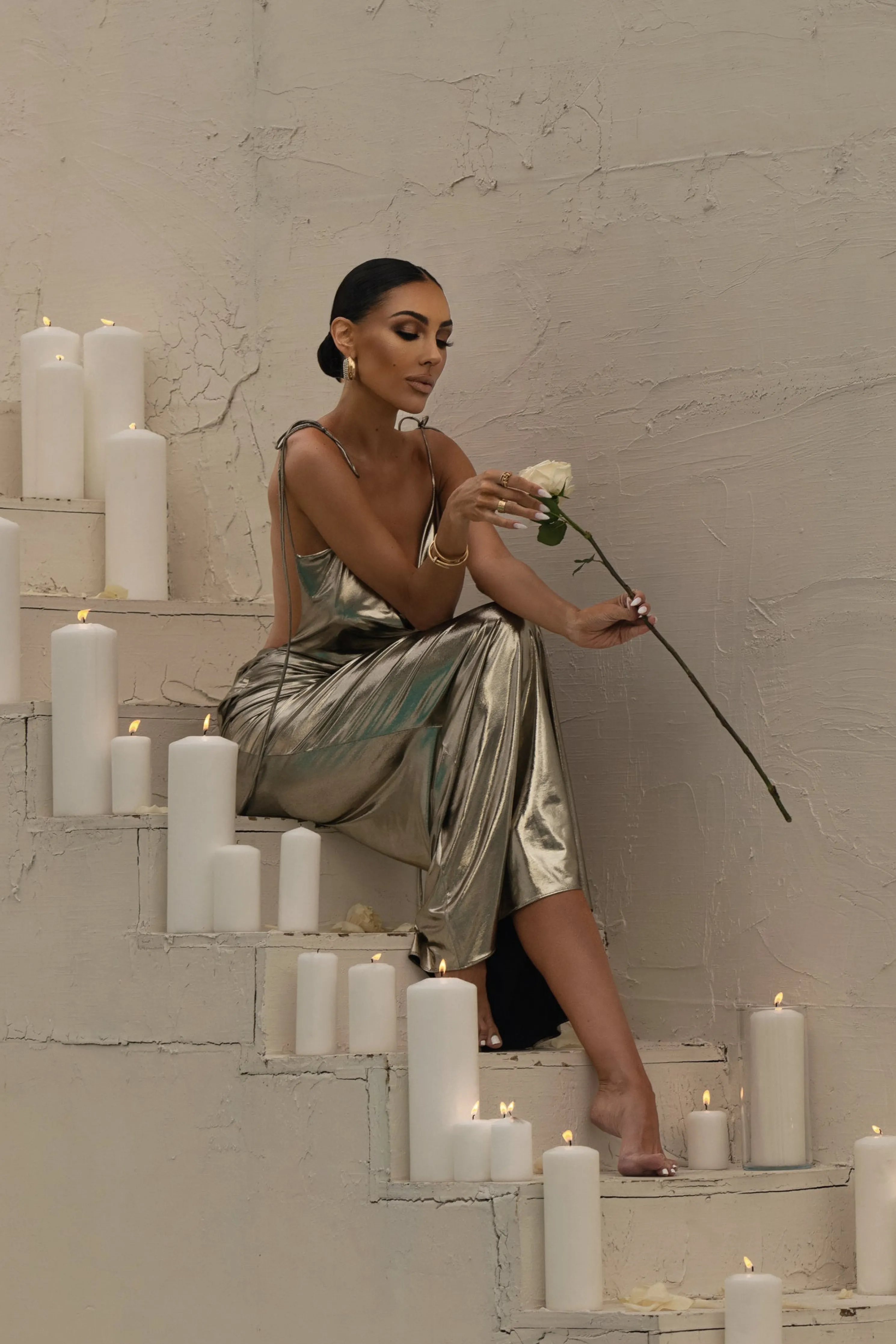 Light Gold Heart of Gold Maxi Dress