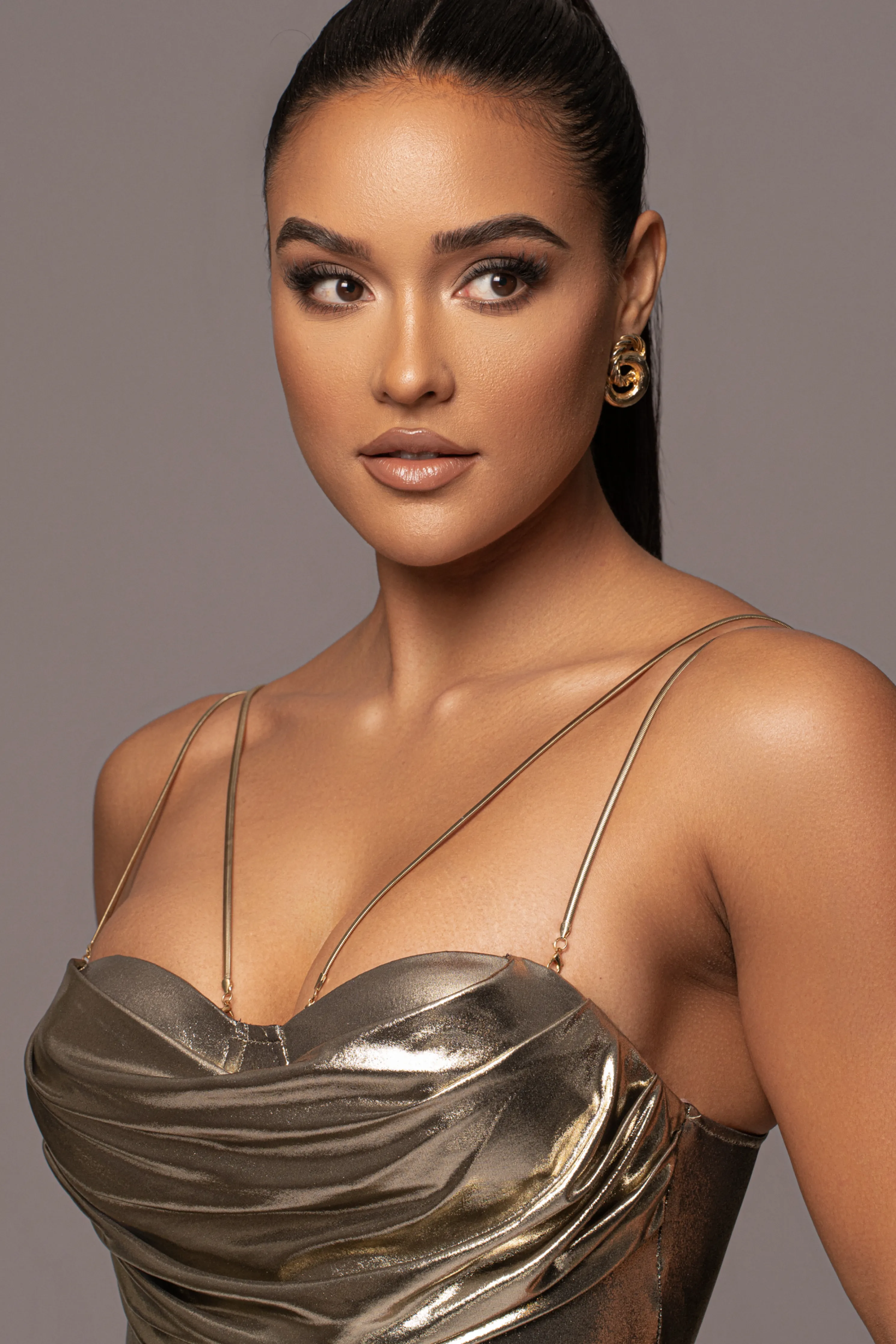 Light Gold Visions Of You Midi Dress