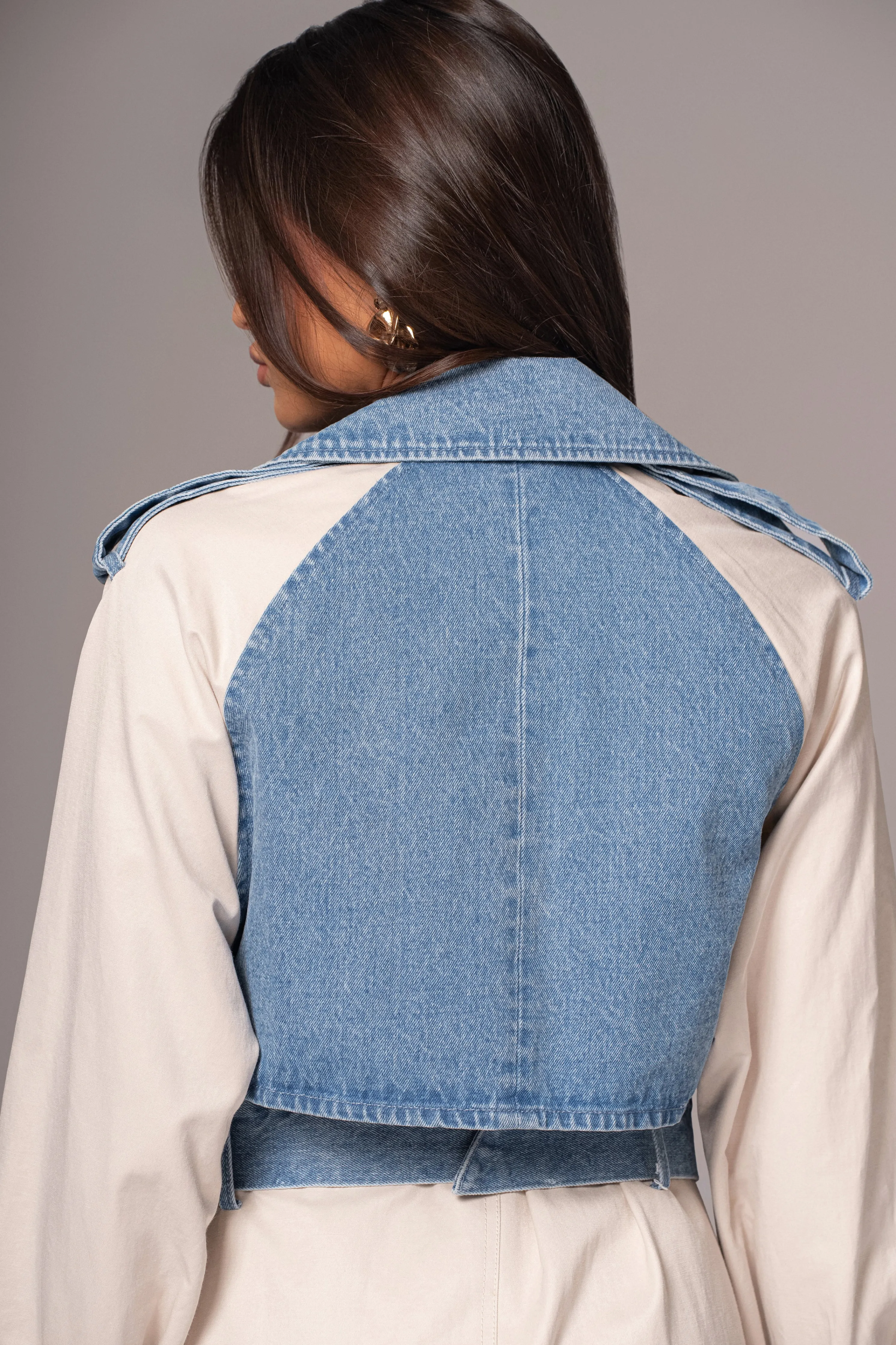 Light Wash Denim Leighton Belted Contrast Coat