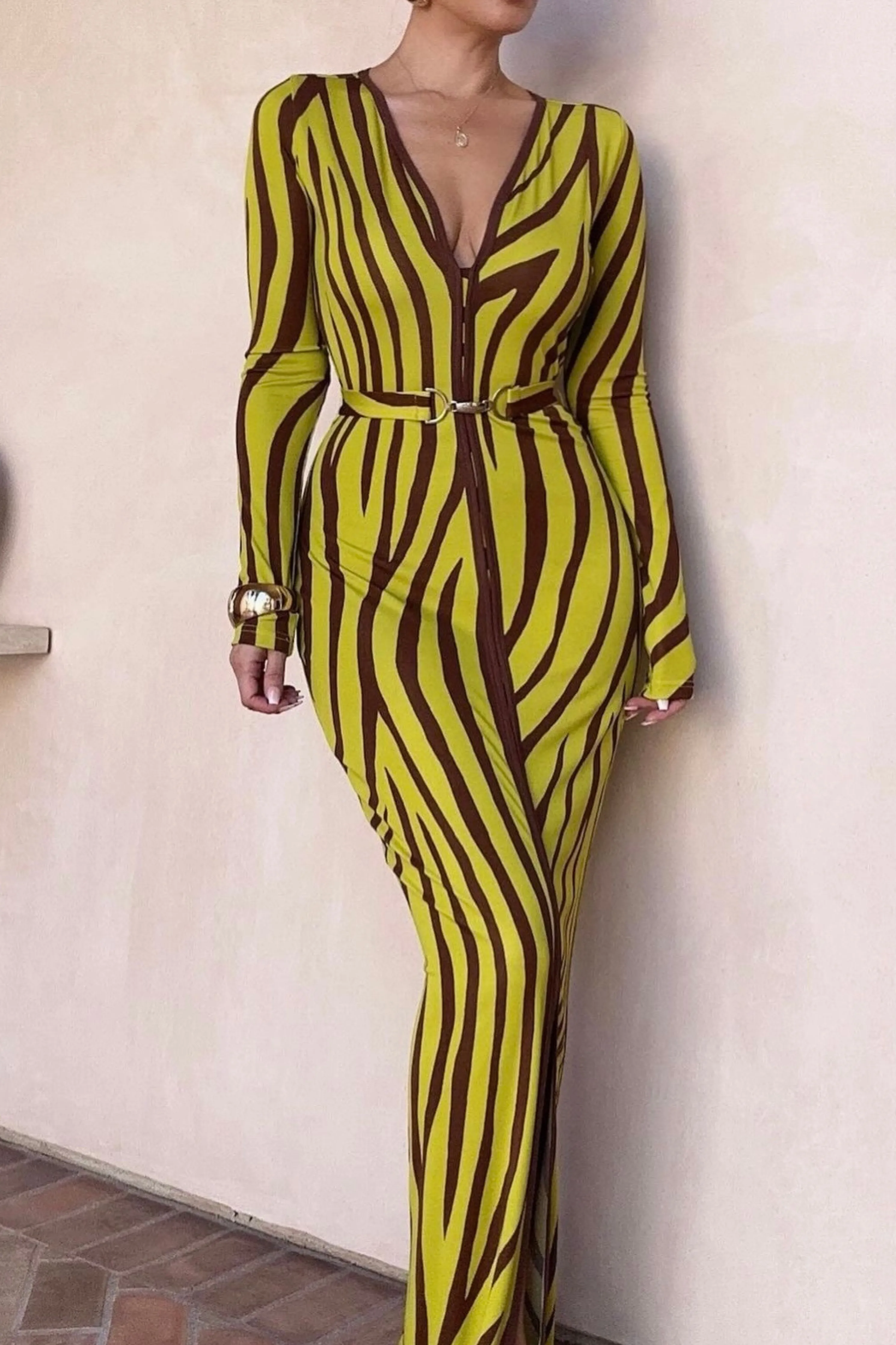 Lime Print Juki Maxi Dress