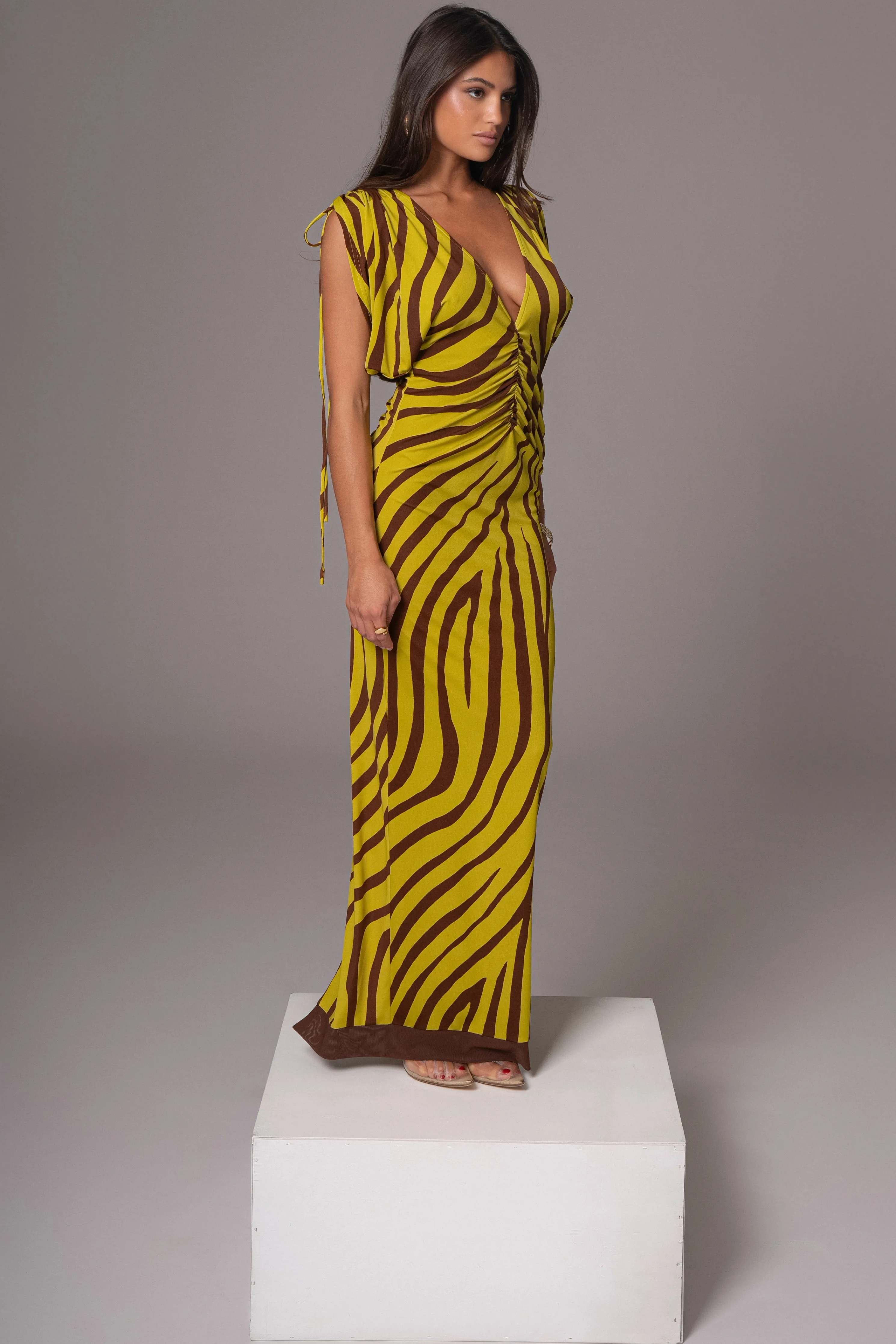 Lime Print Occasion Print Maxi Dress