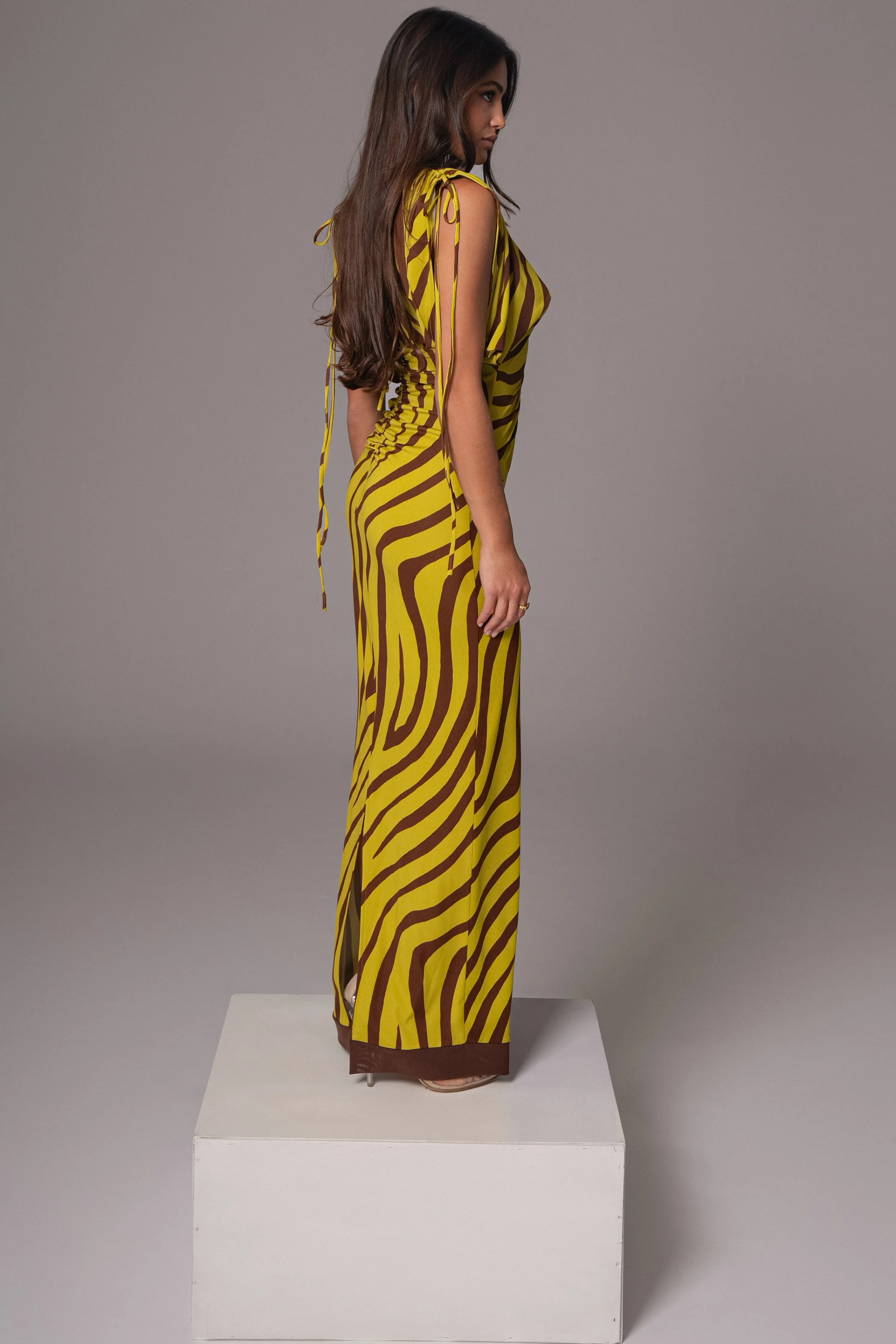 Lime Print Occasion Print Maxi Dress