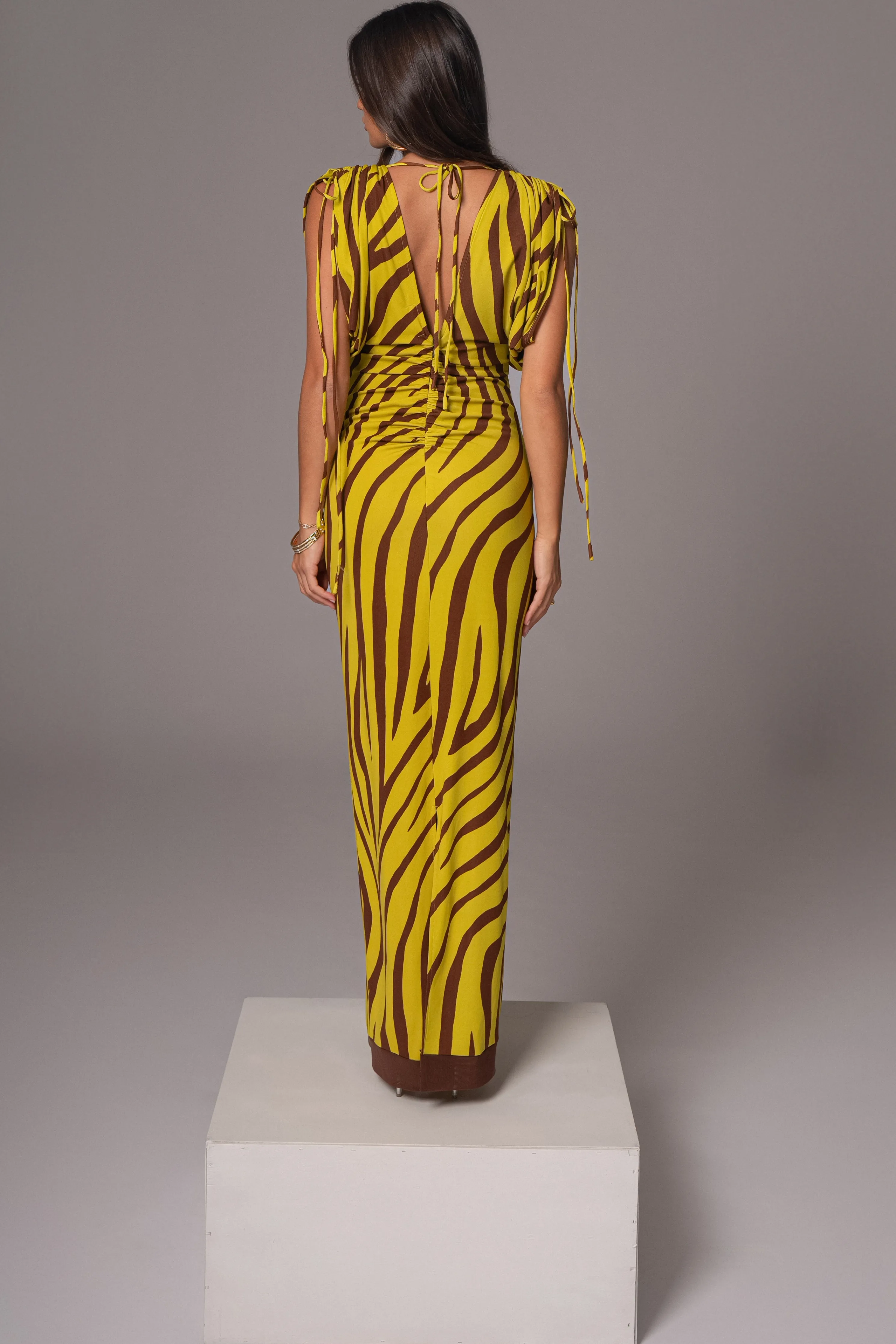 Lime Print Occasion Print Maxi Dress