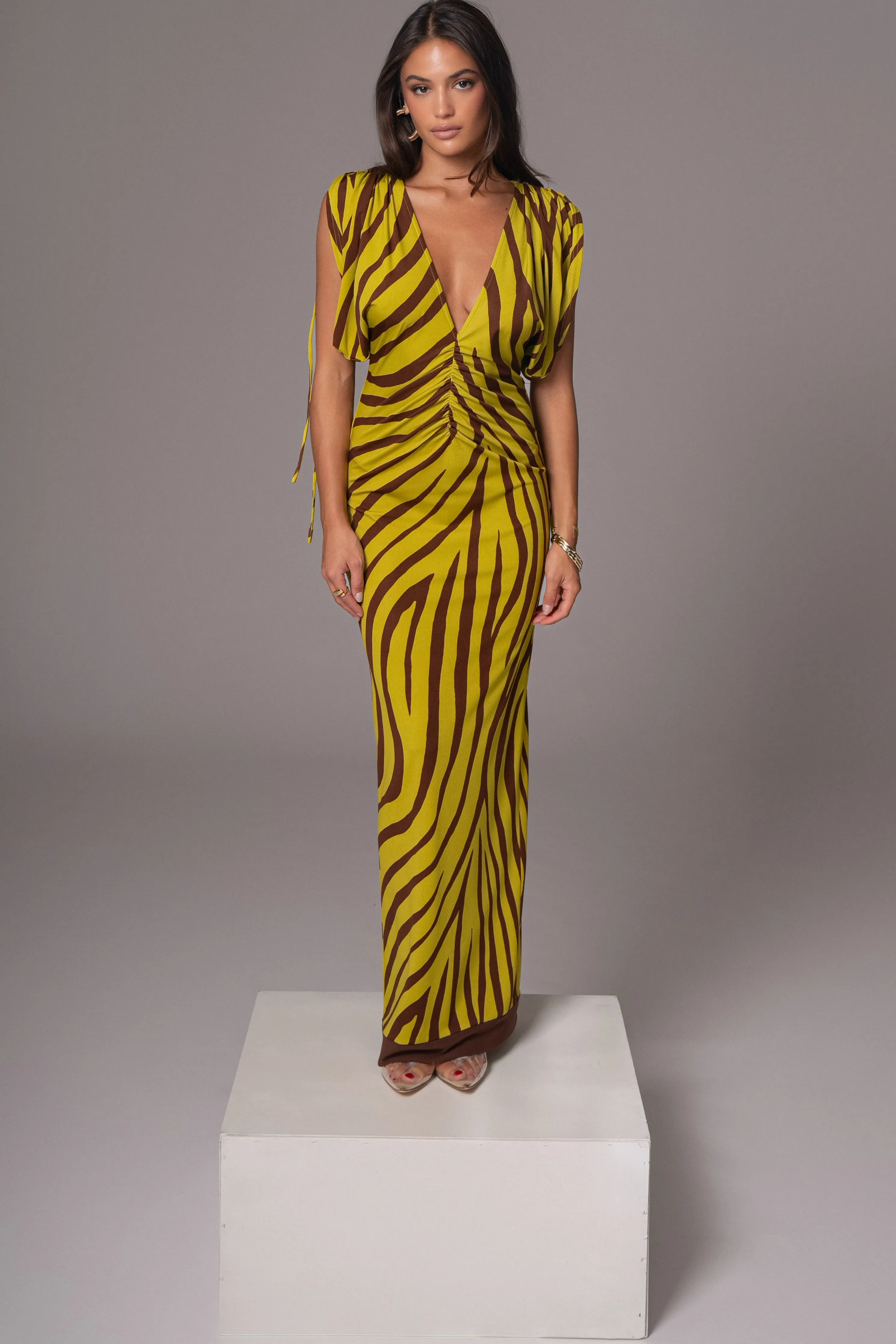 Lime Print Occasion Print Maxi Dress