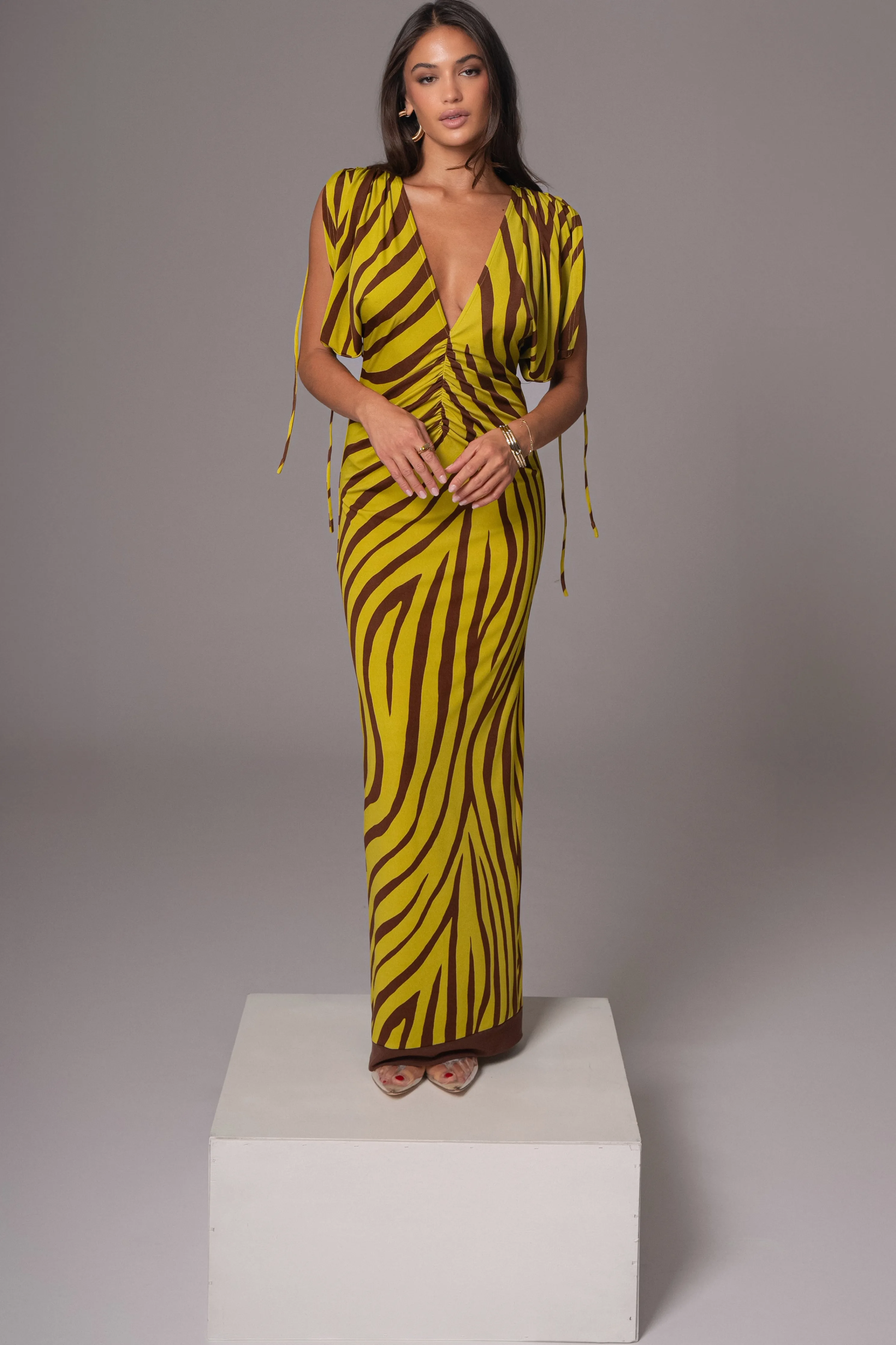 Lime Print Occasion Print Maxi Dress