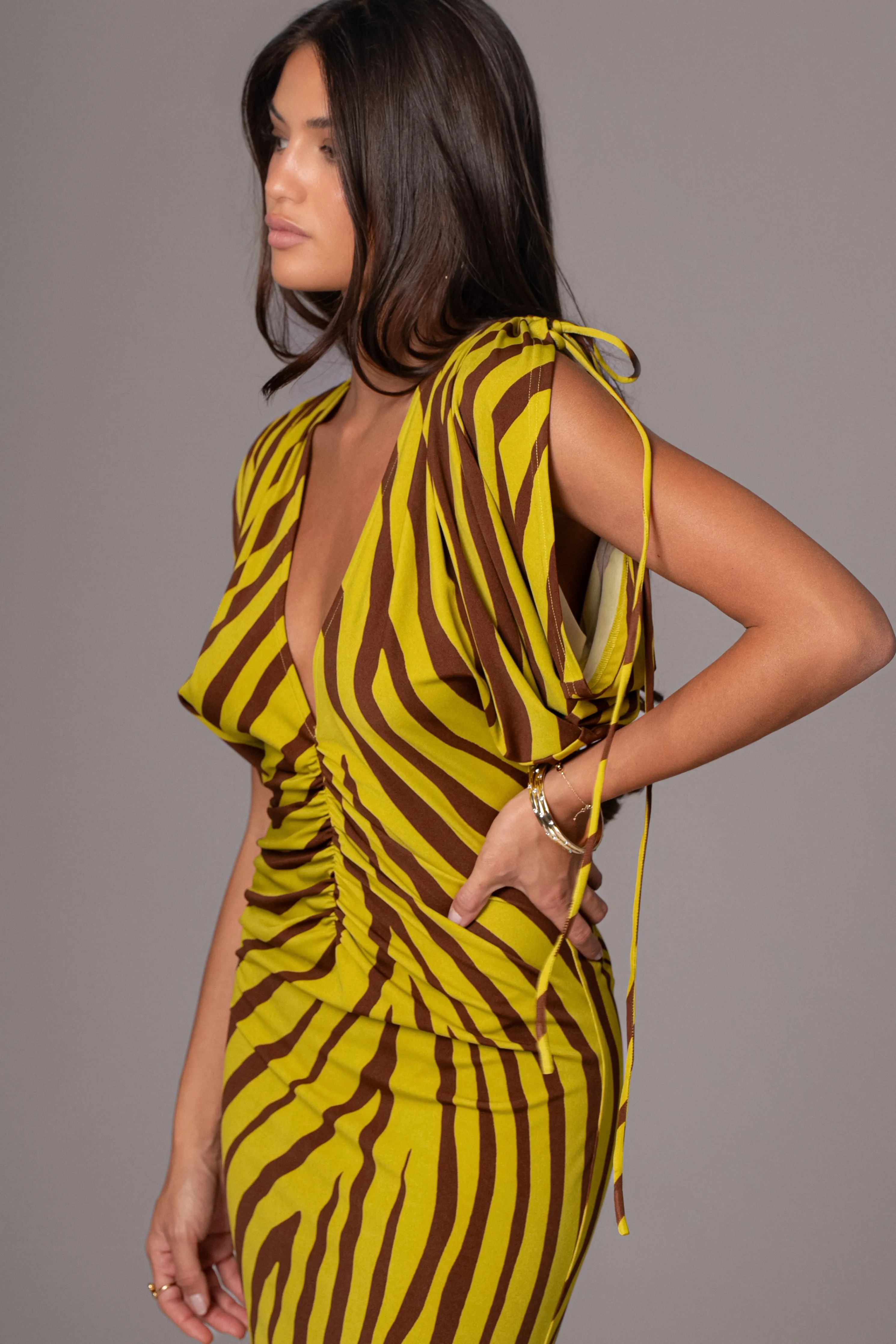 Lime Print Occasion Print Maxi Dress