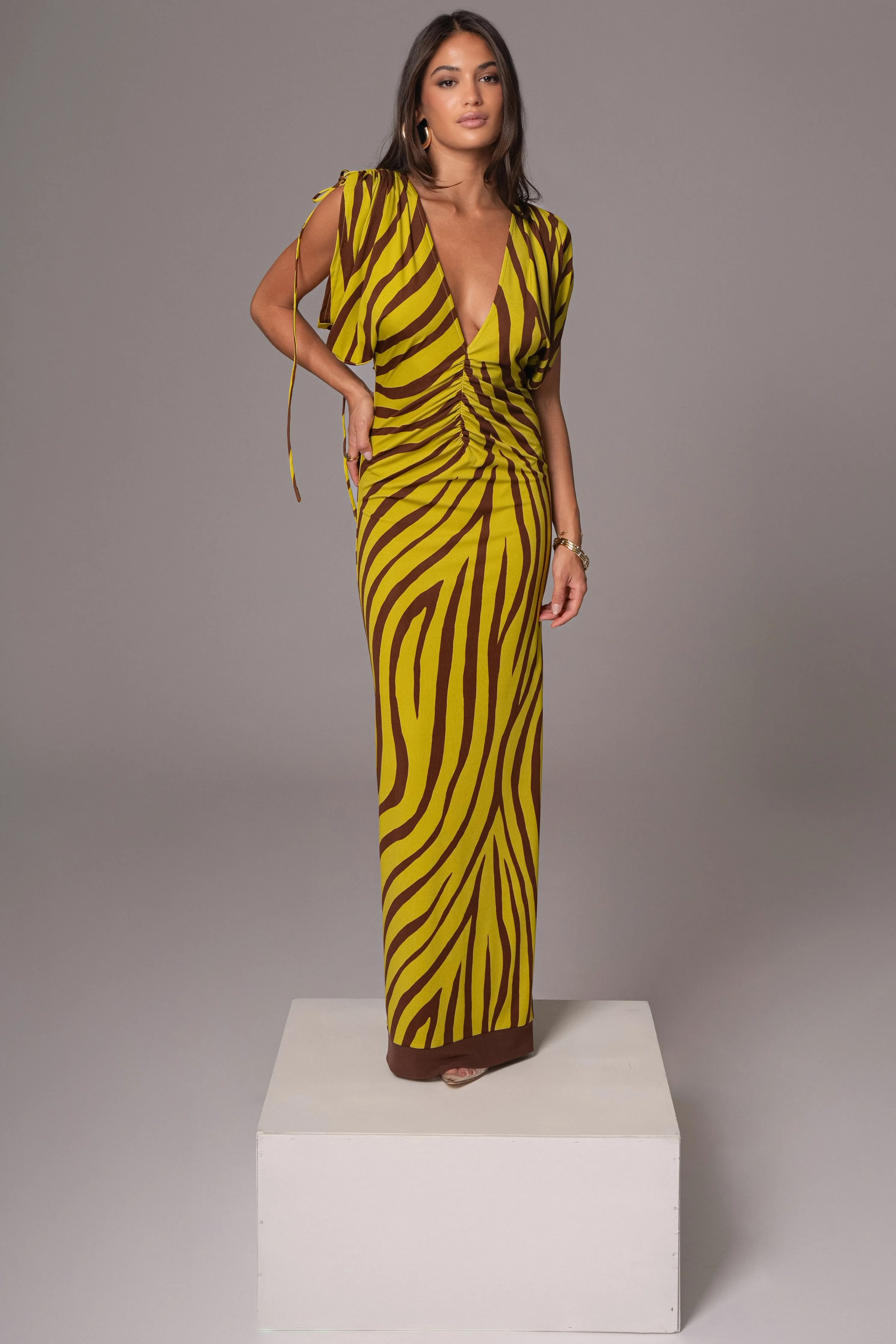 Lime Print Occasion Print Maxi Dress