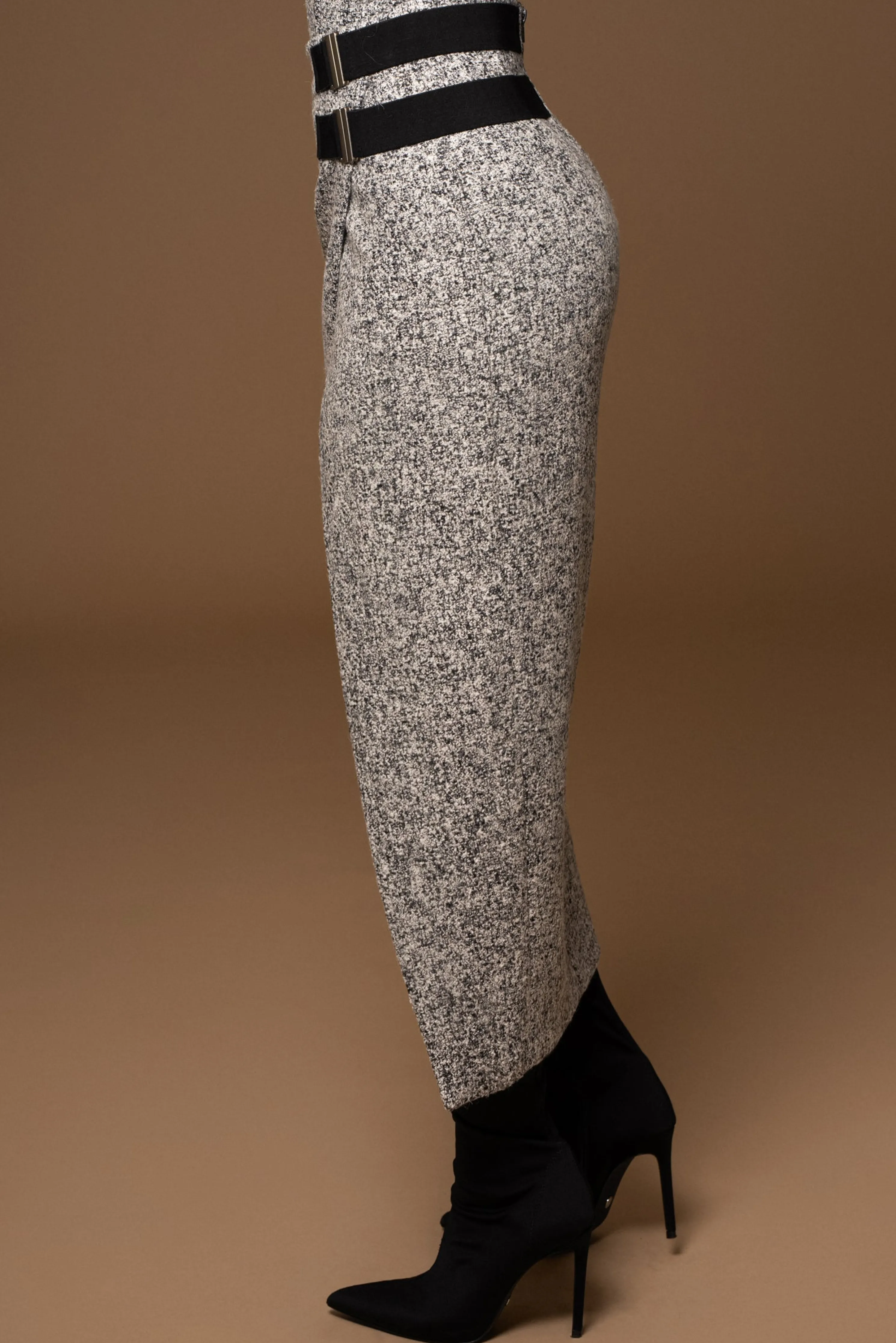 Lt. Grey Gisele Tweed Slit Skirt