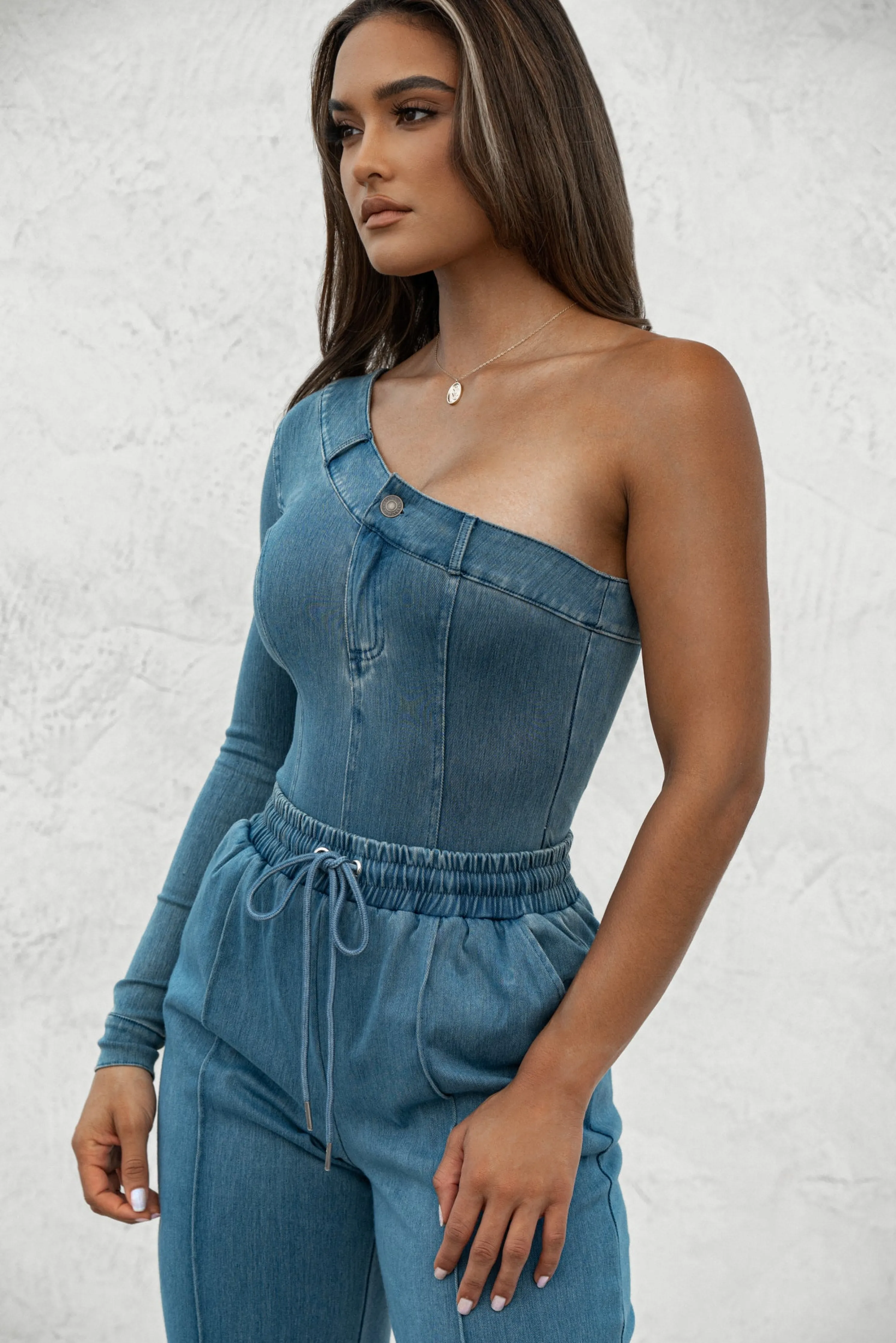 Medium Wash Button Me Up Bodysuit