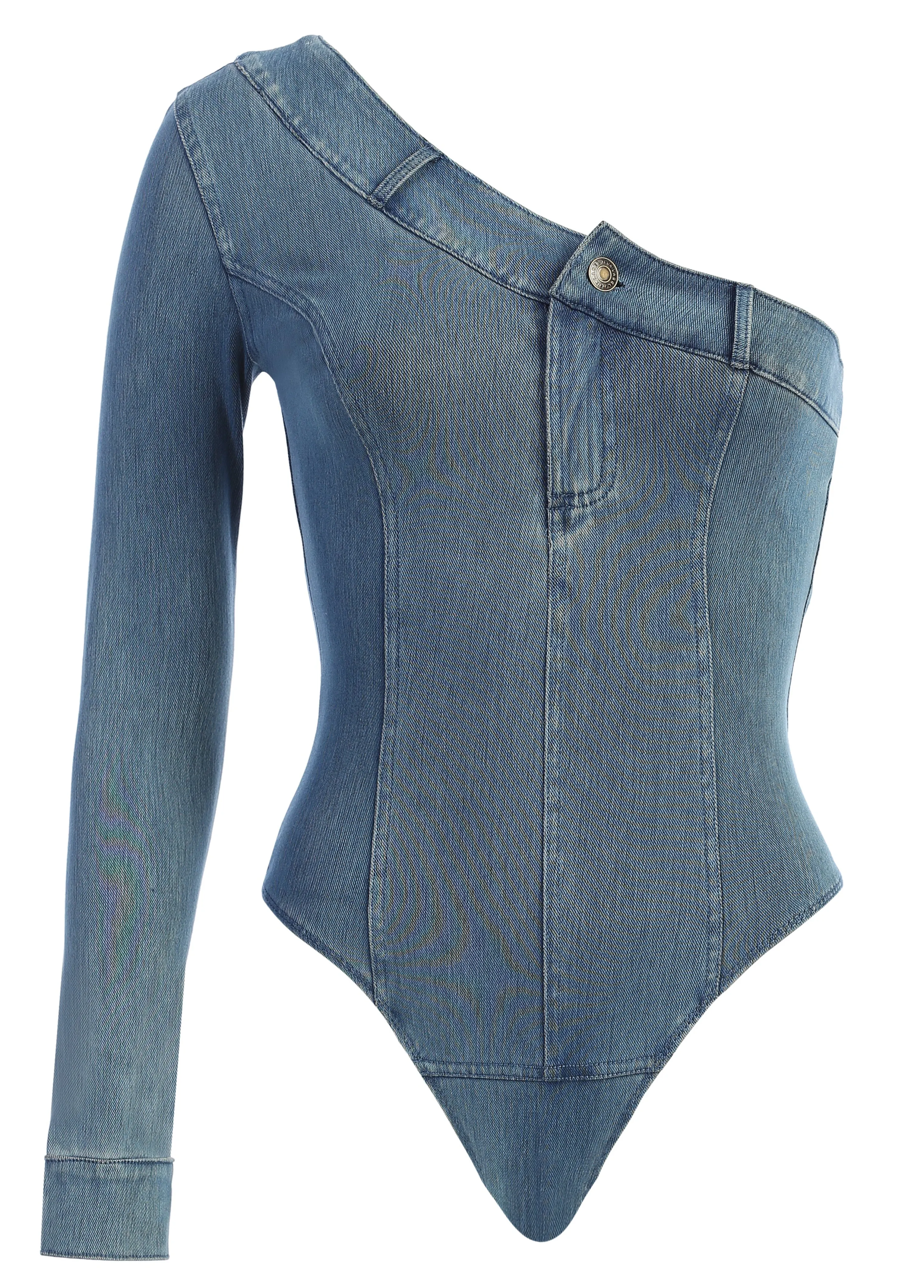 Medium Wash Button Me Up Bodysuit