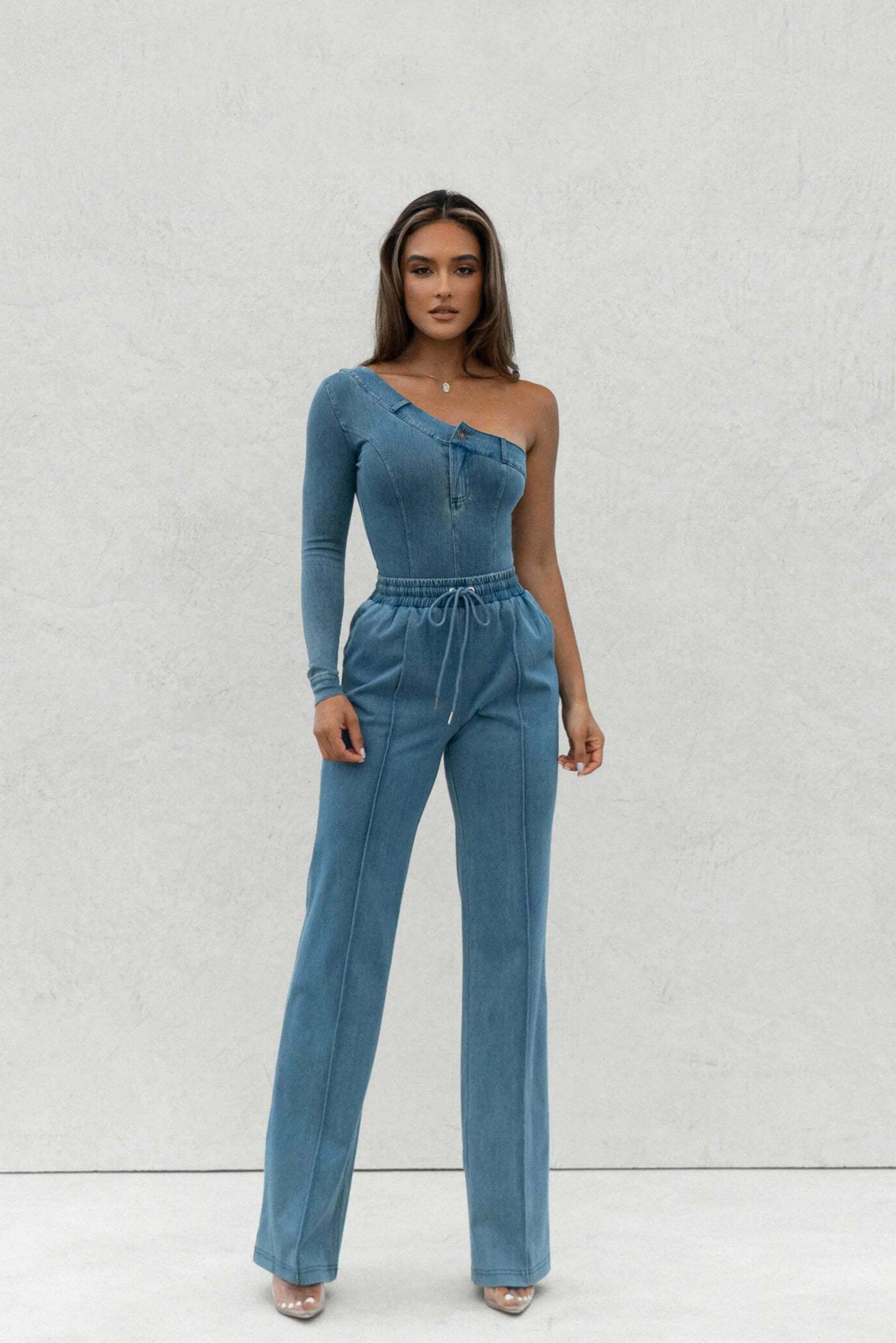 Medium Wash Button Me Up Bodysuit