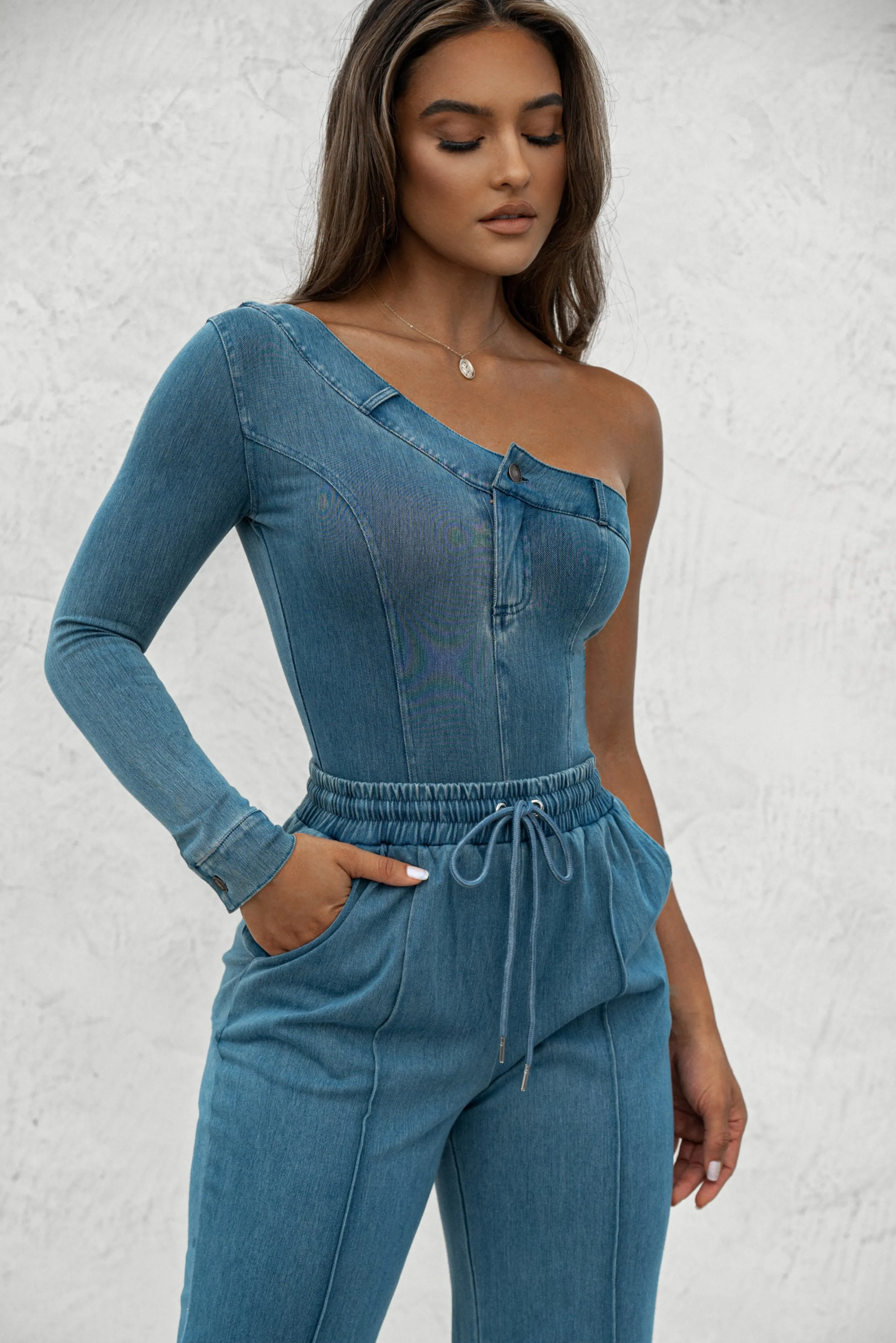 Medium Wash Button Me Up Bodysuit