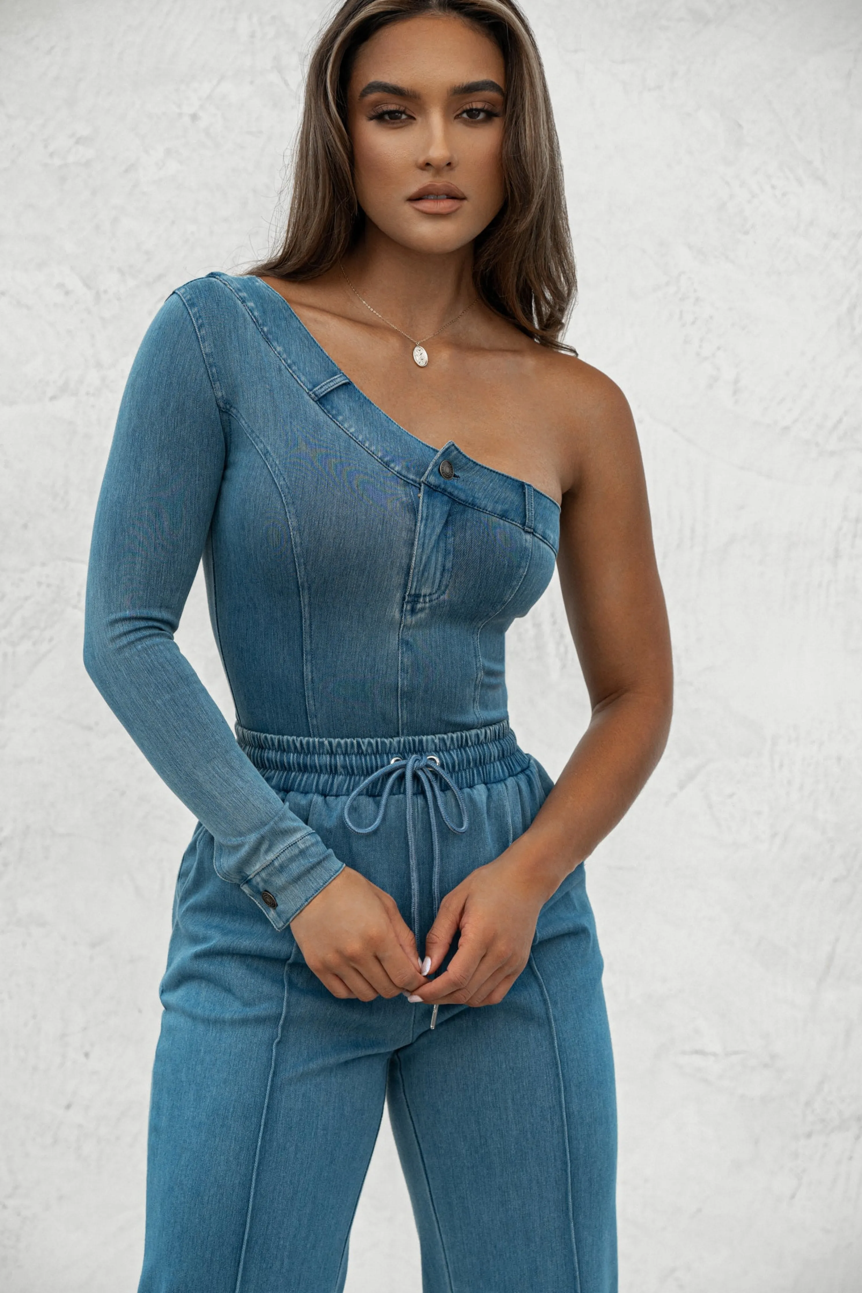 Medium Wash Button Me Up Bodysuit