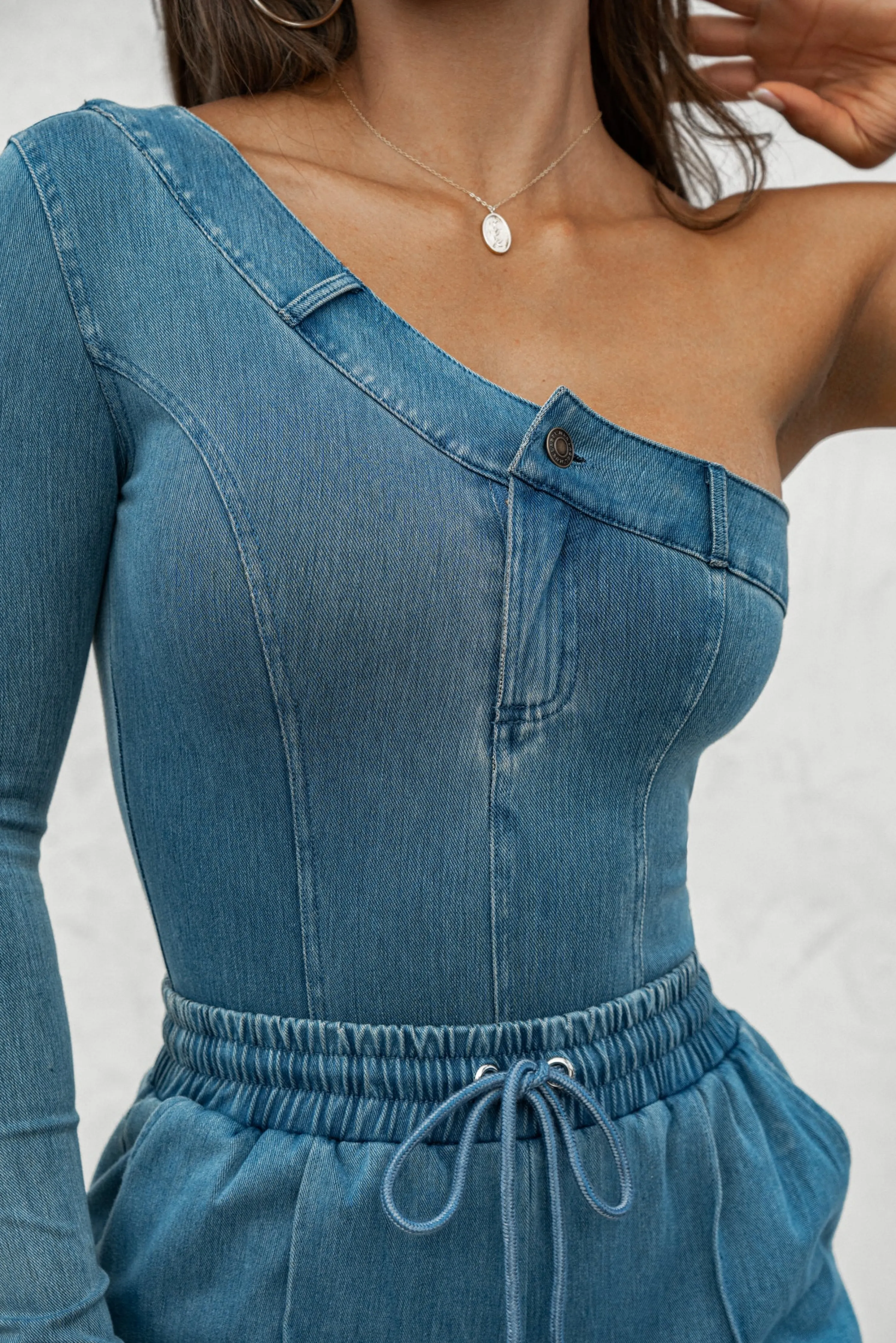 Medium Wash Button Me Up Bodysuit