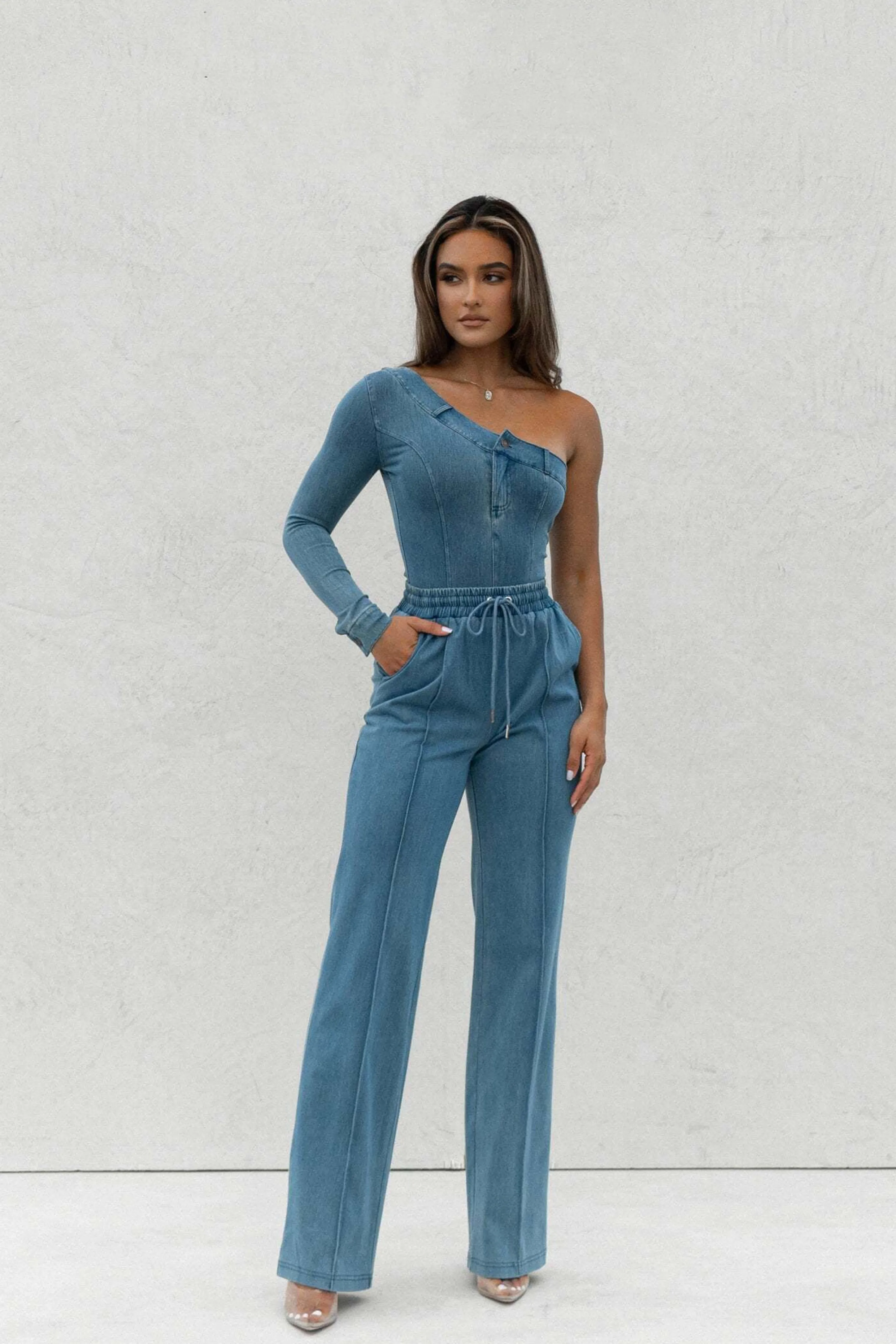 Medium Wash Button Me Up Bodysuit