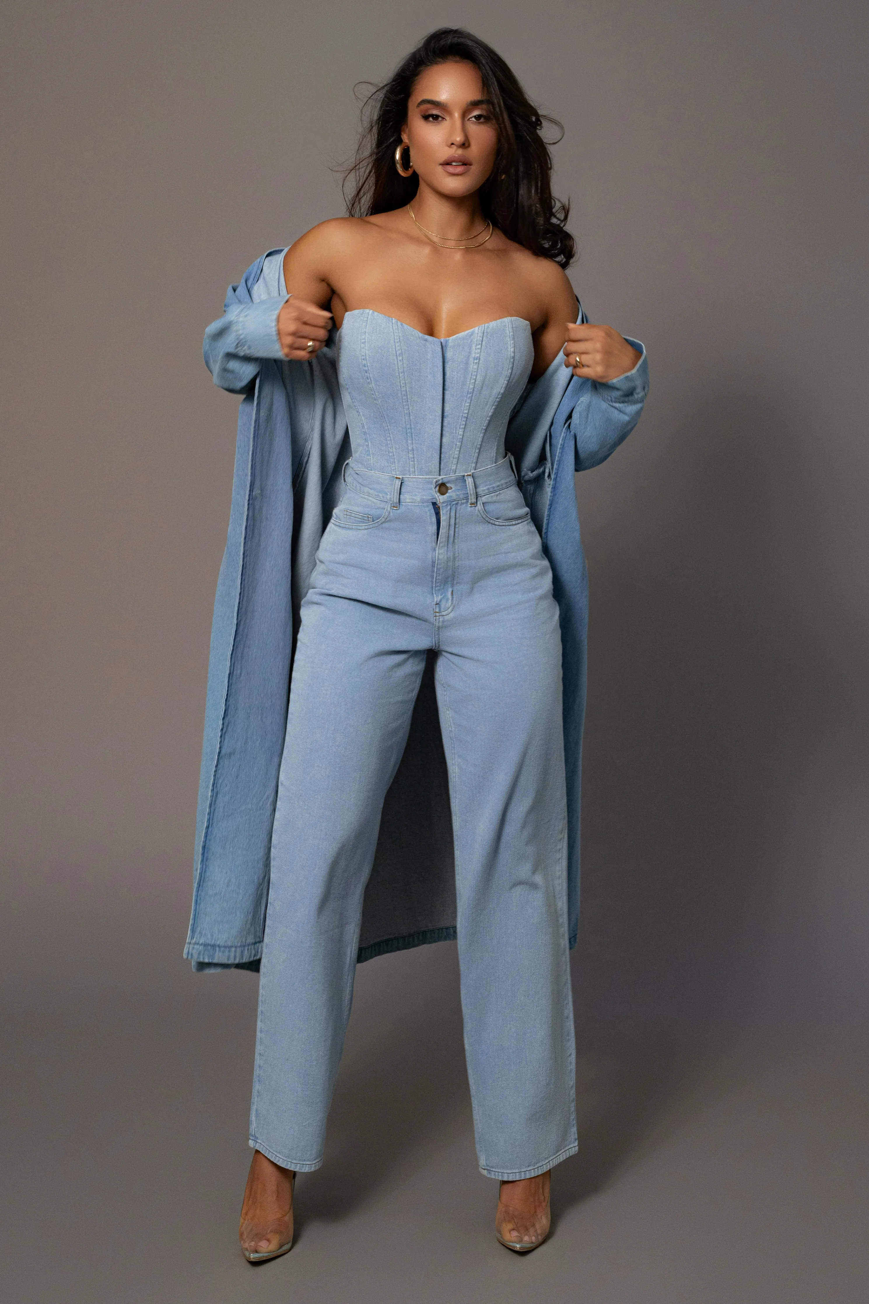 Medium Wash Denim Britney Corset