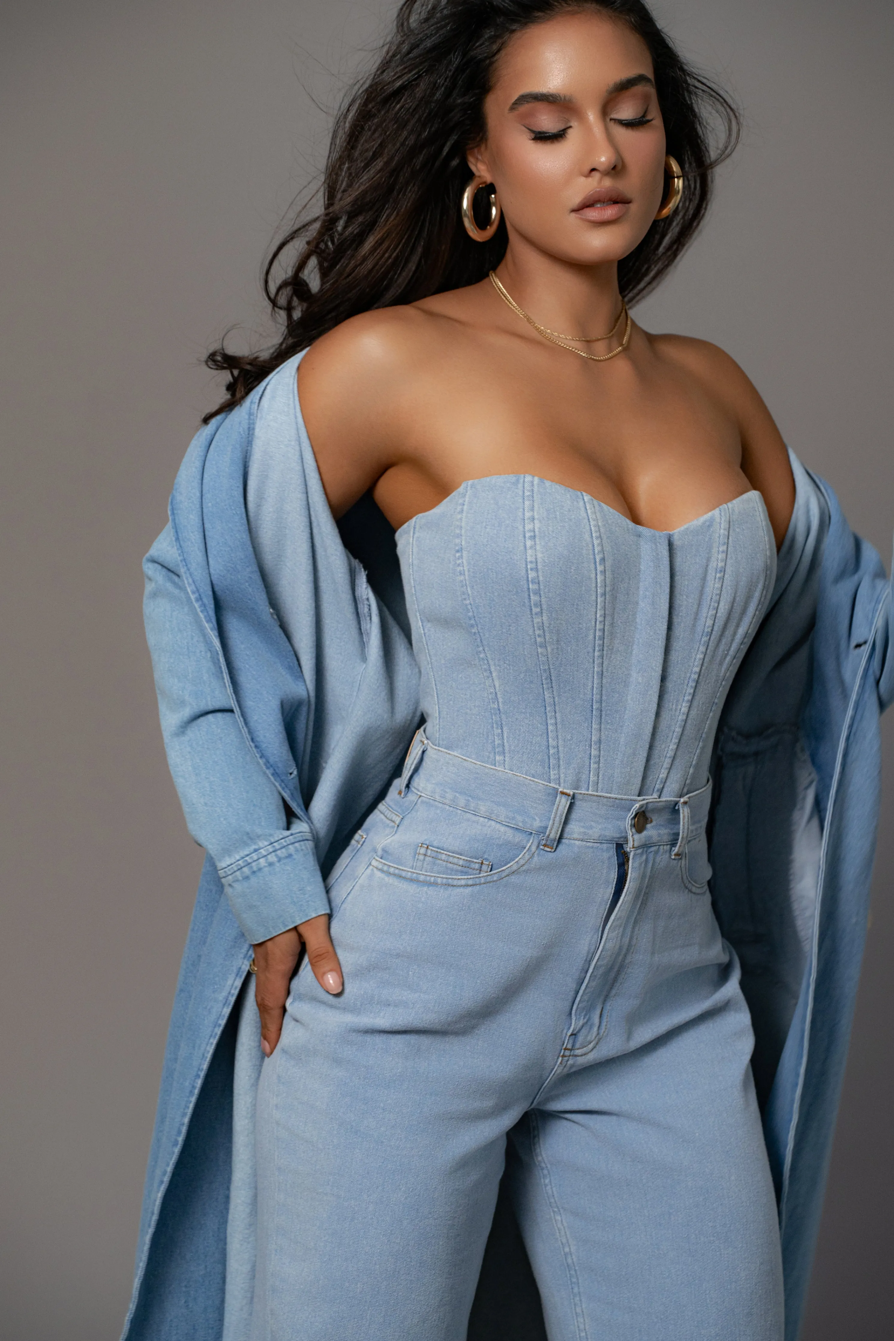 Medium Wash Denim Britney Corset