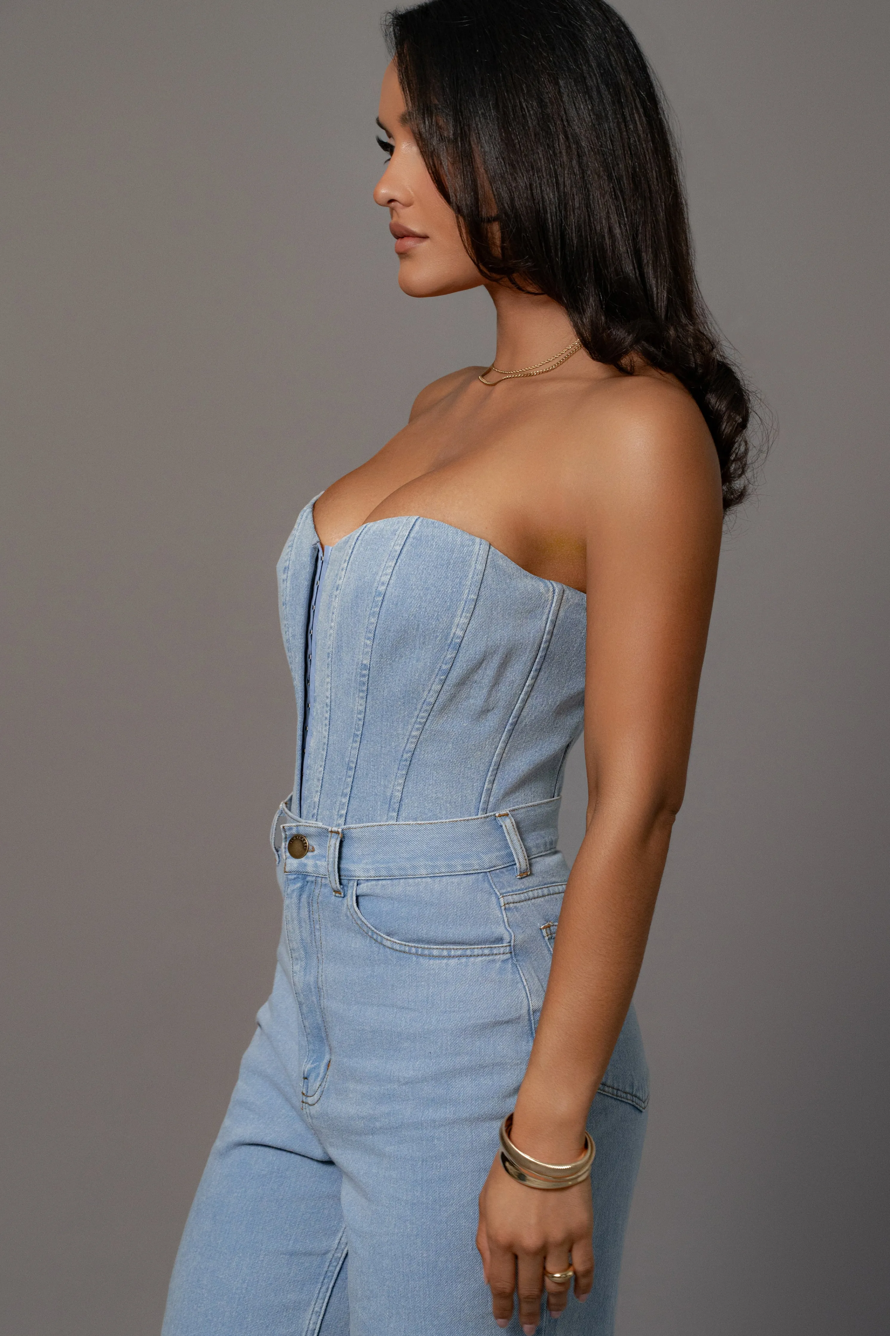 Medium Wash Denim Britney Corset
