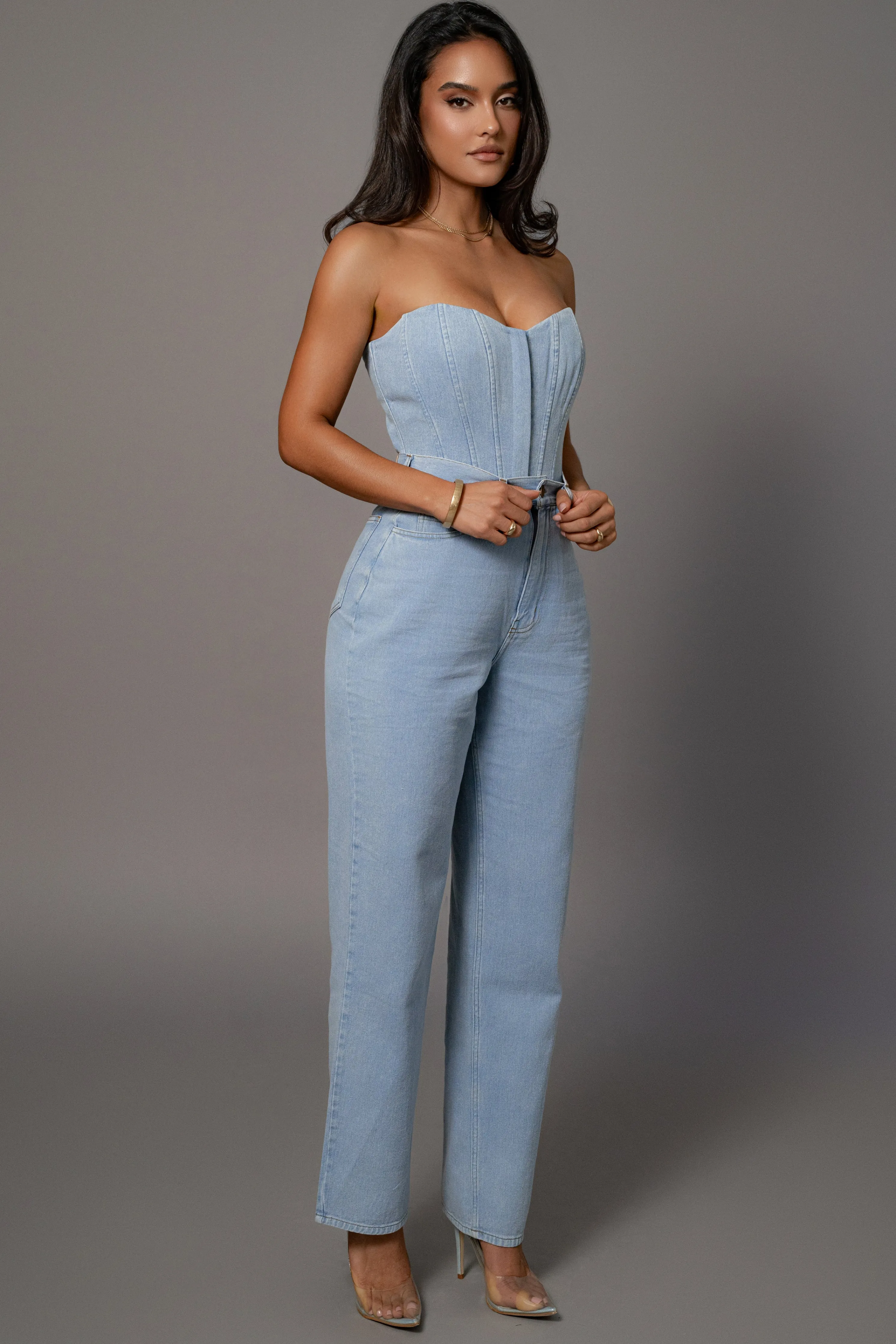 Medium Wash Denim Britney Corset