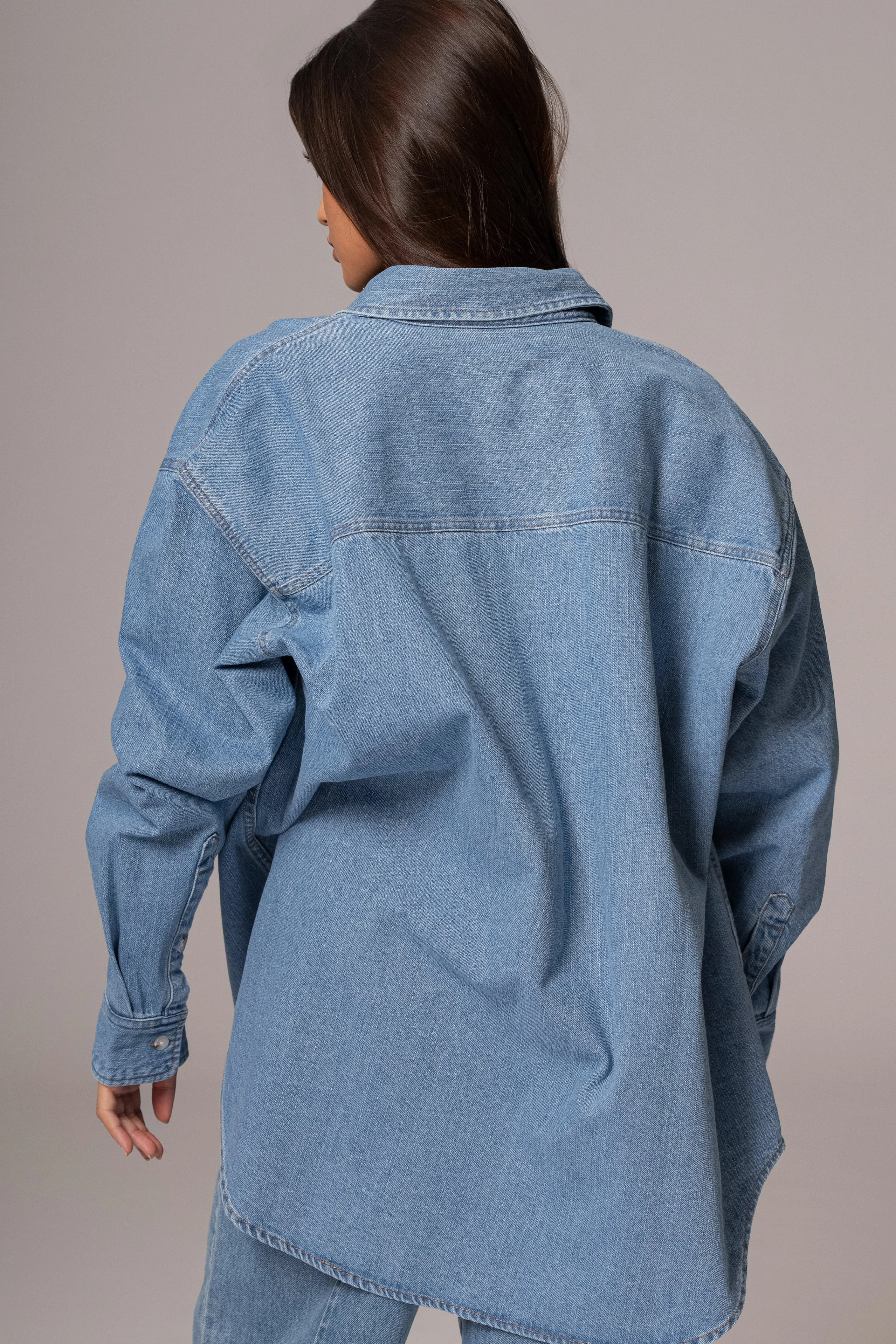 Medium Wash Denim Brandi Oversized Button Up