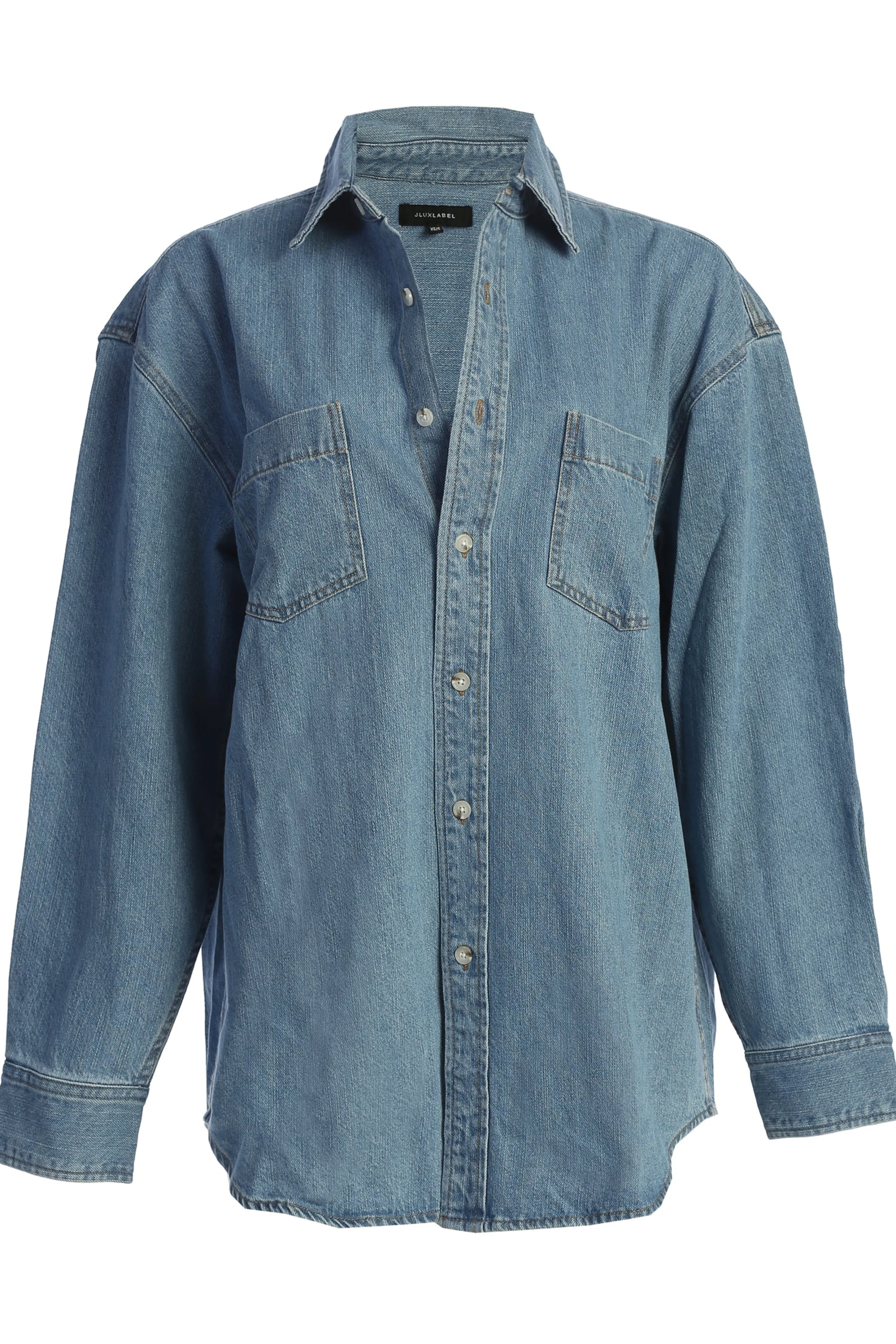 Medium Wash Denim Brandi Oversized Button Up