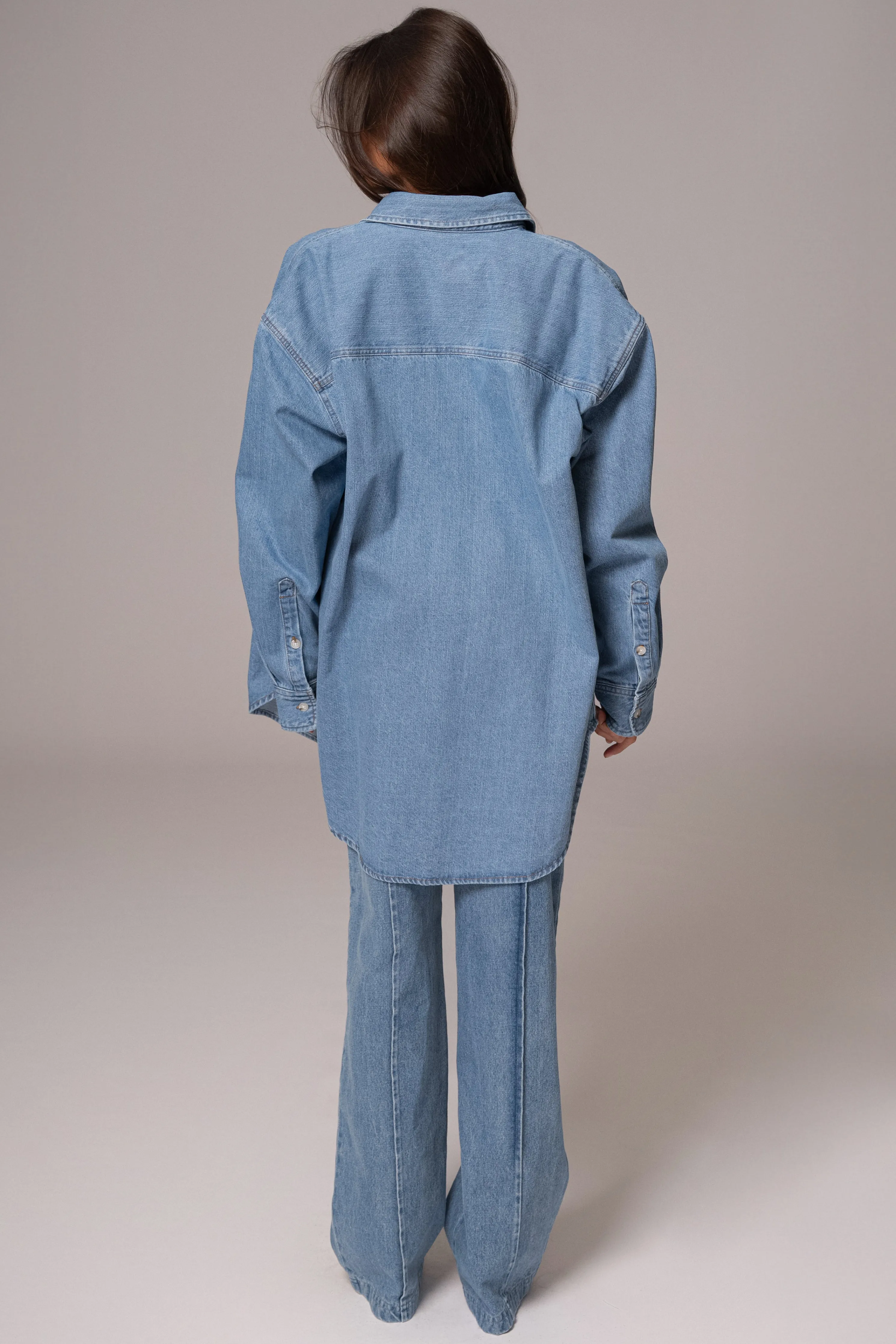 Medium Wash Denim Brandi Oversized Button Up