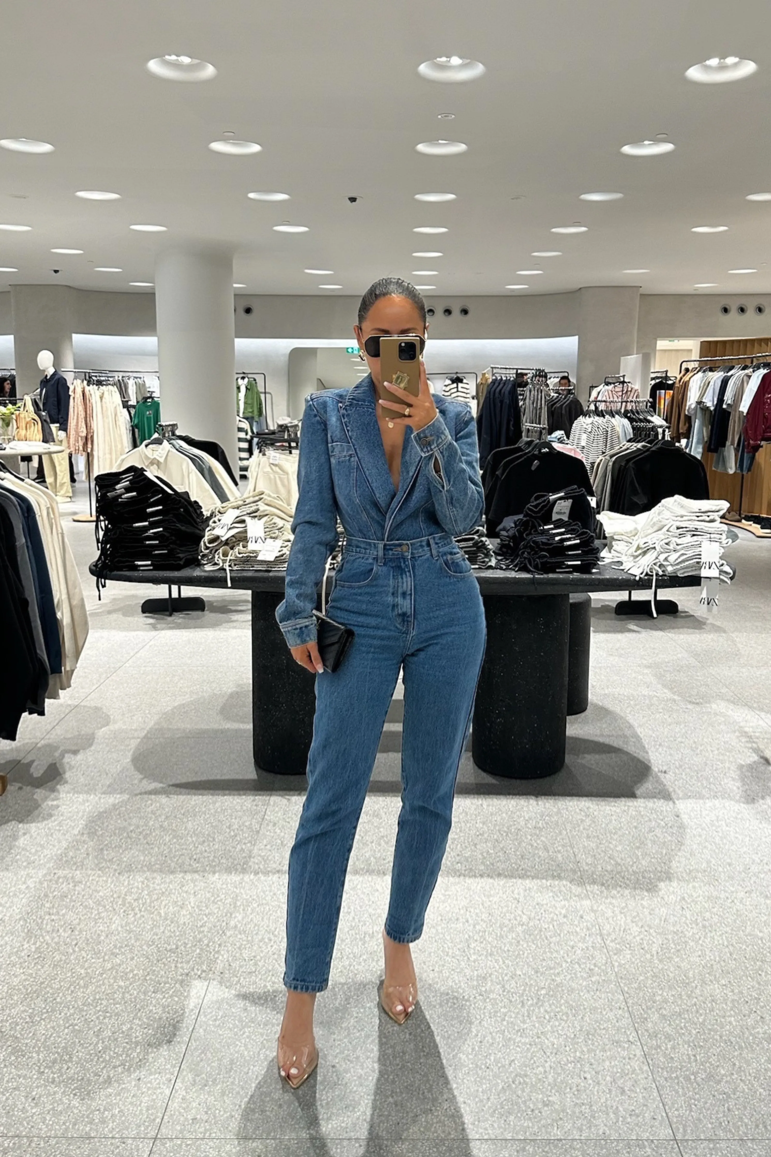 Medium Wash Dominica Structured Denim Bodysuit