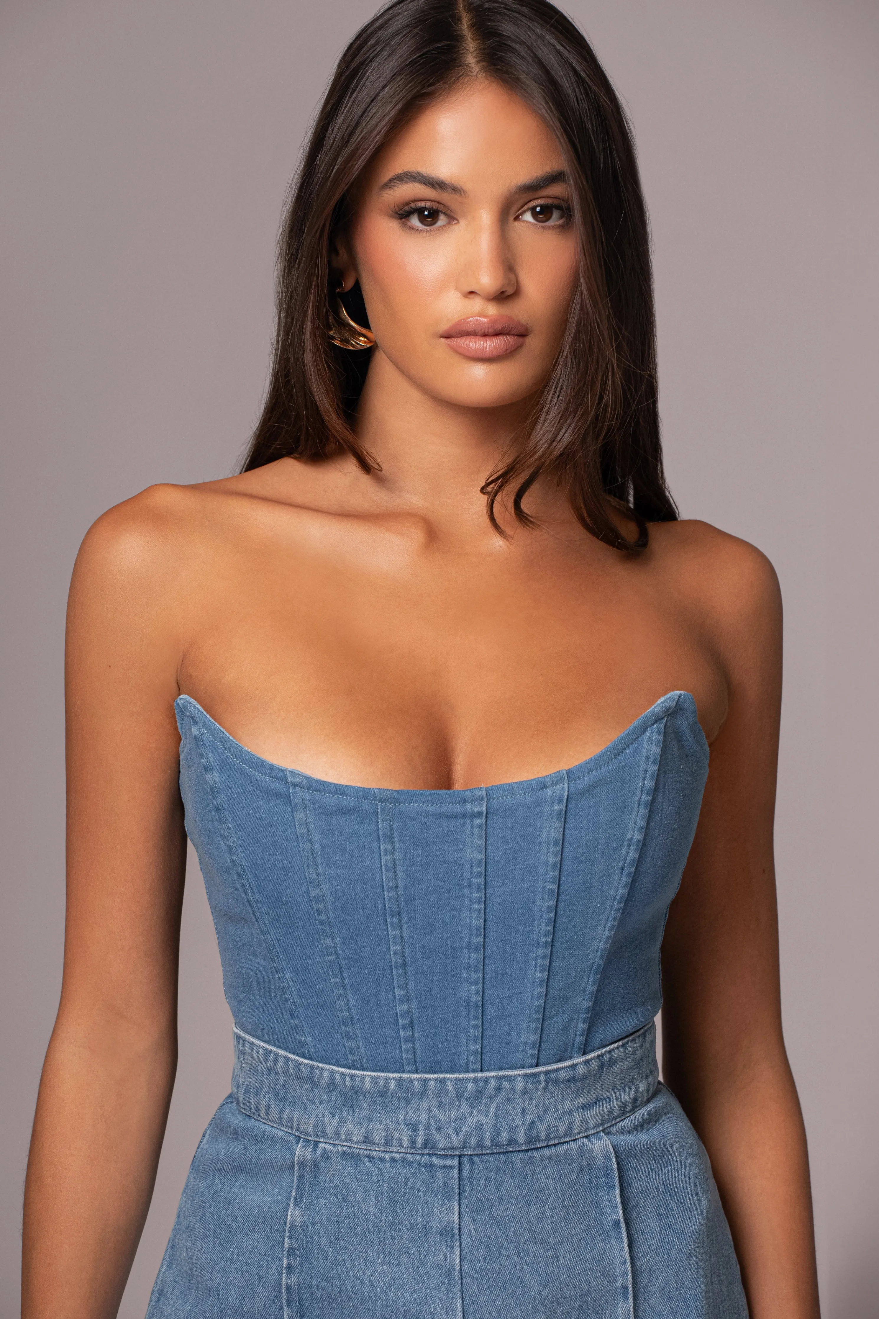 Medium Wash Fenix Reversible Denim Corset