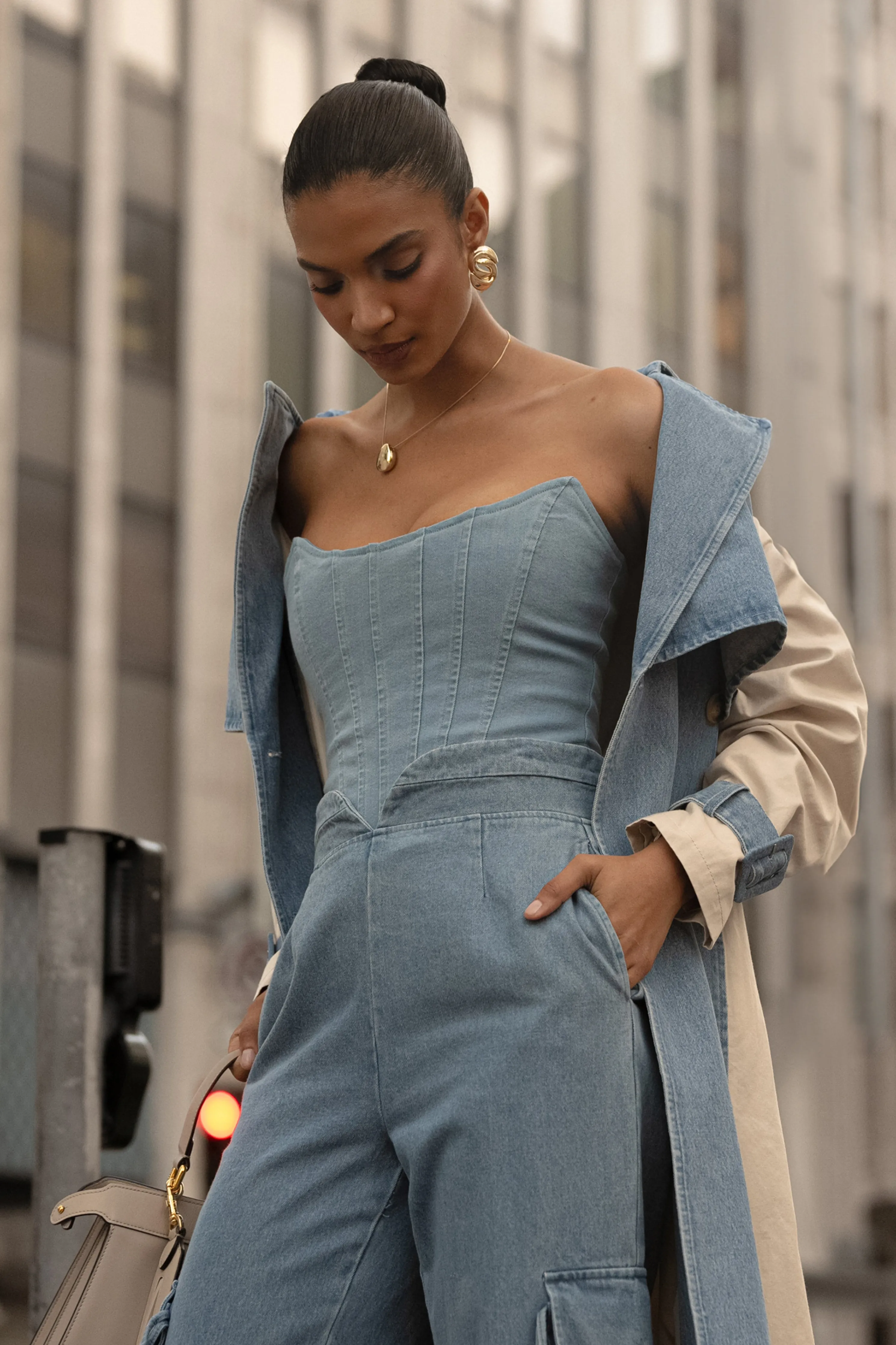 Medium Wash Fenix Reversible Denim Corset