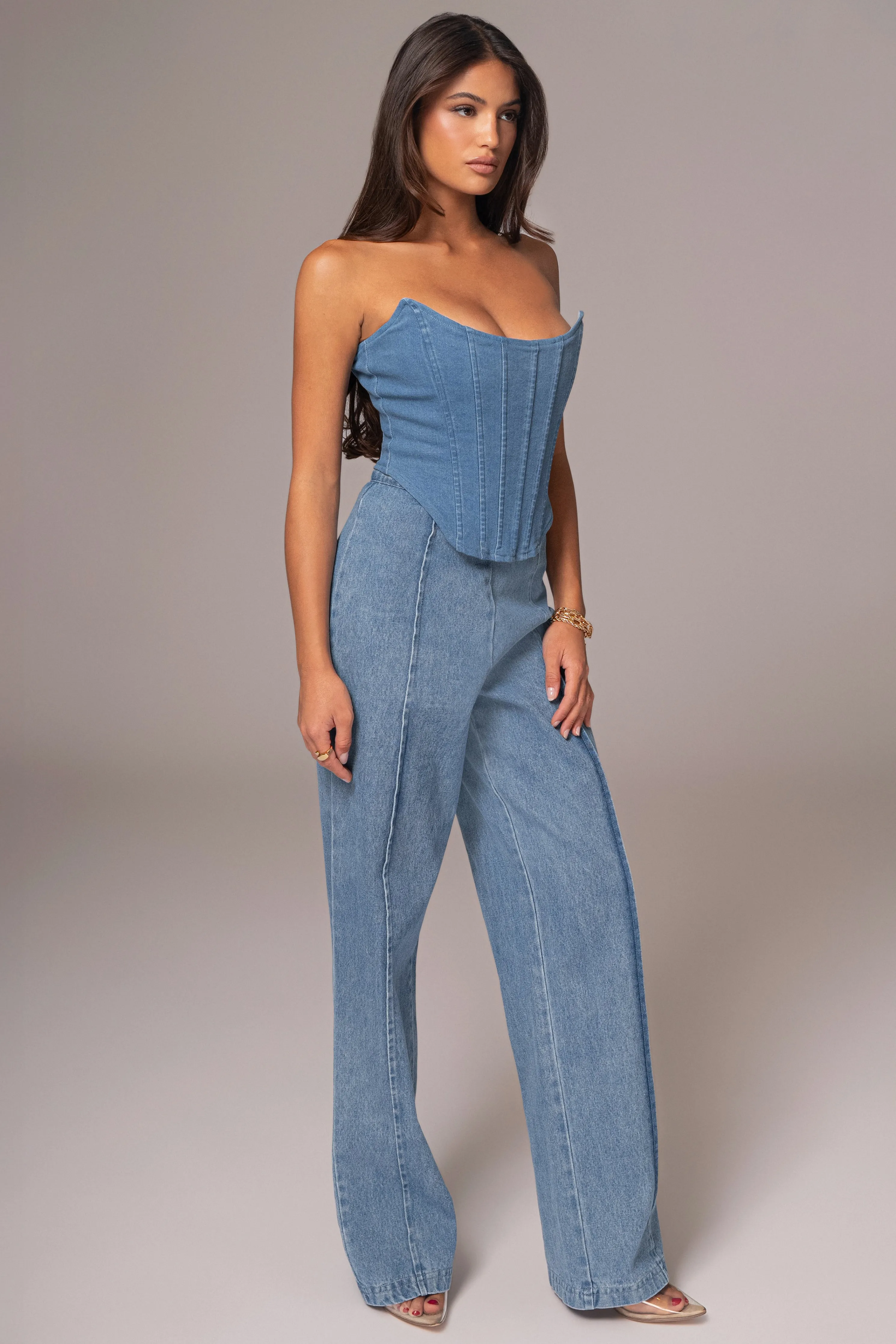 Medium Wash Fenix Reversible Denim Corset