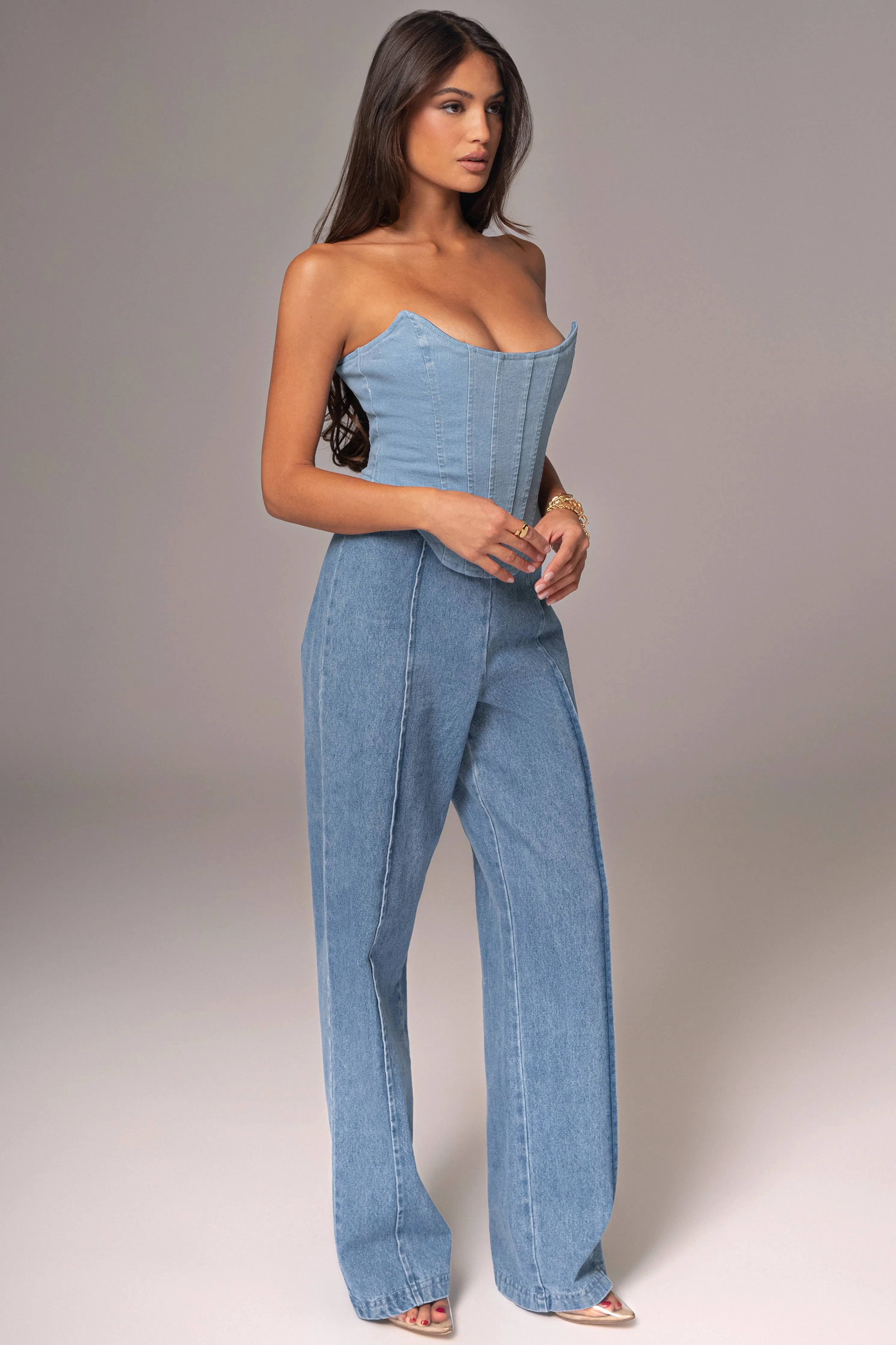 Medium Wash Fenix Reversible Denim Corset