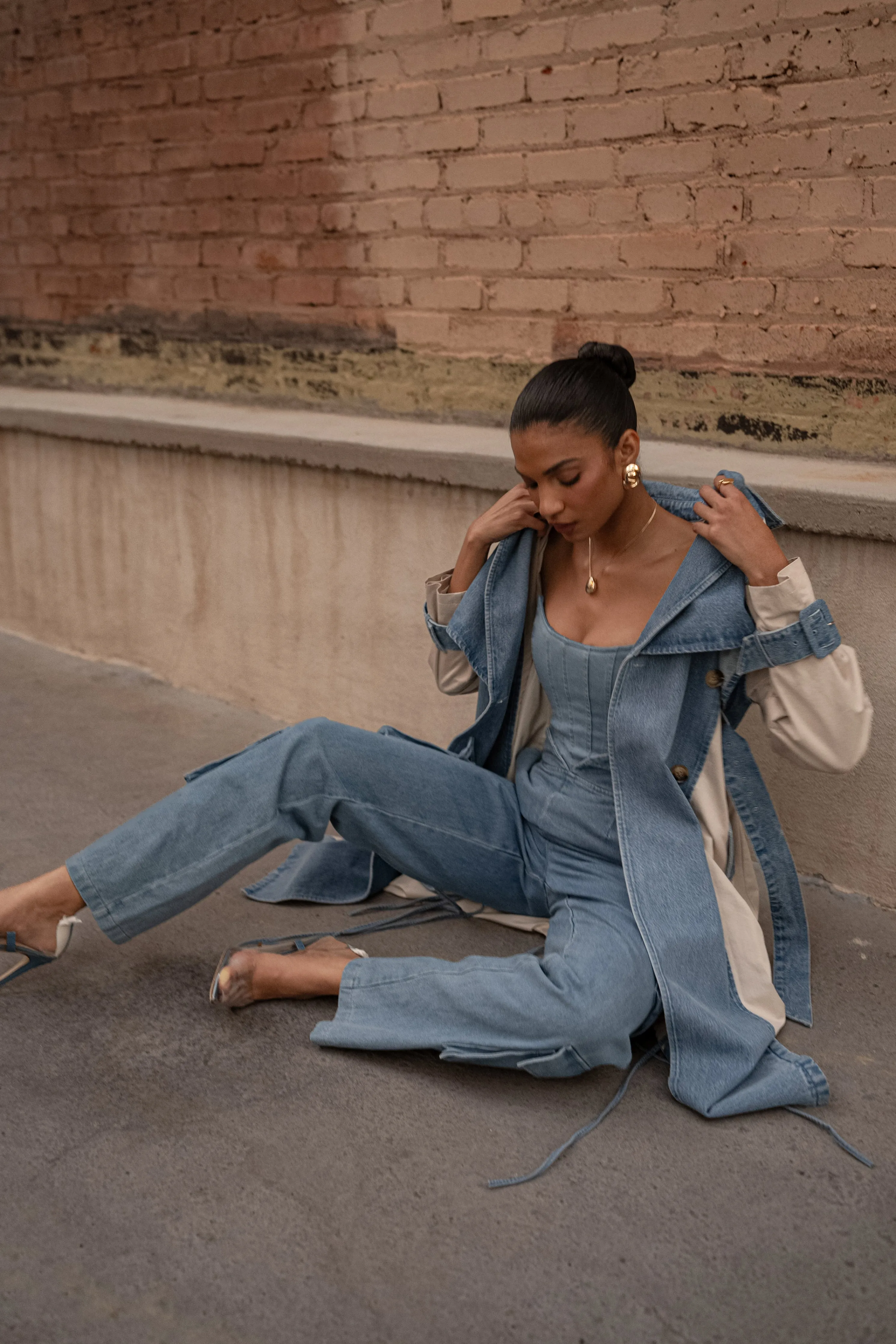 Medium Wash Fenix Reversible Denim Corset