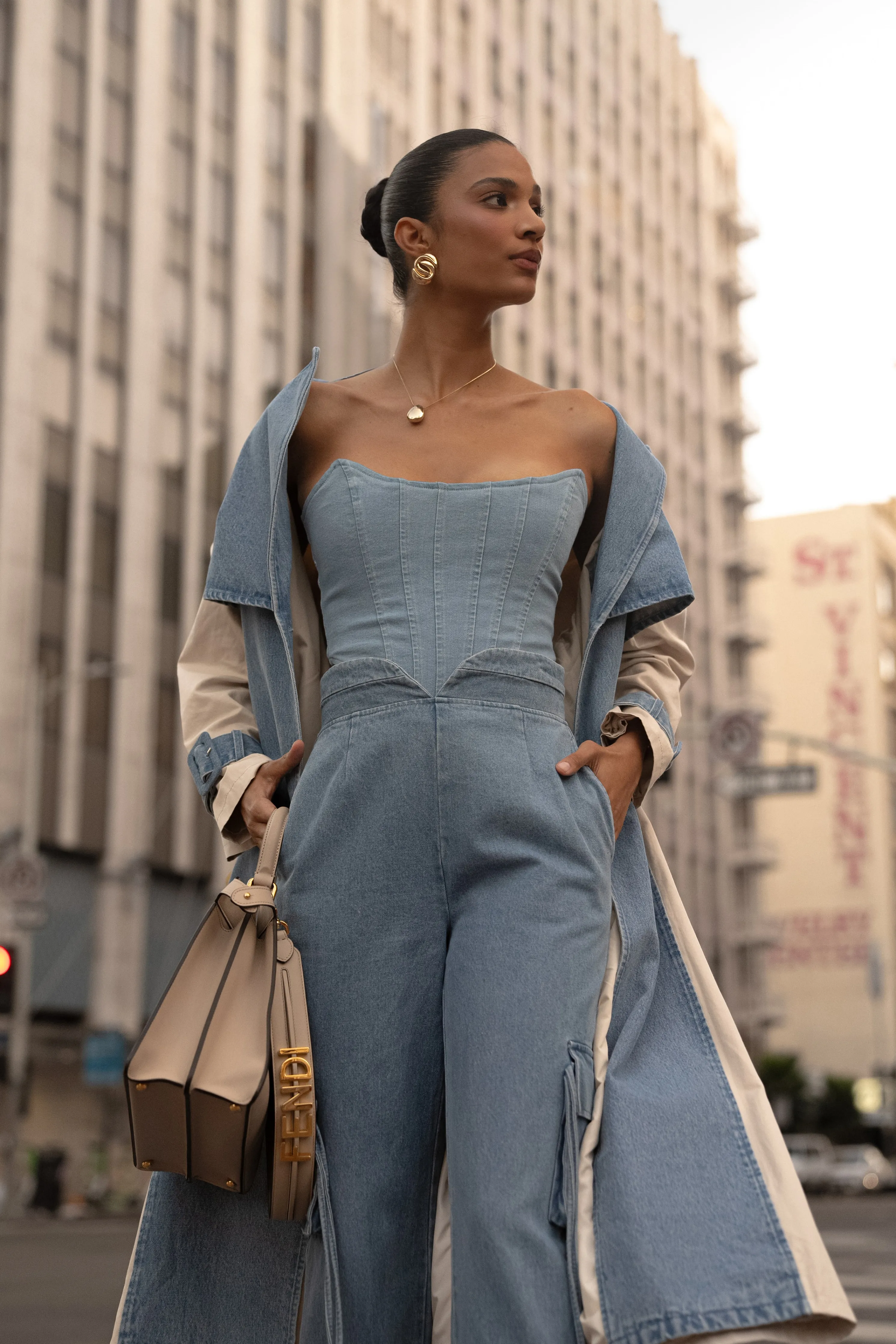 Medium Wash Fenix Reversible Denim Corset