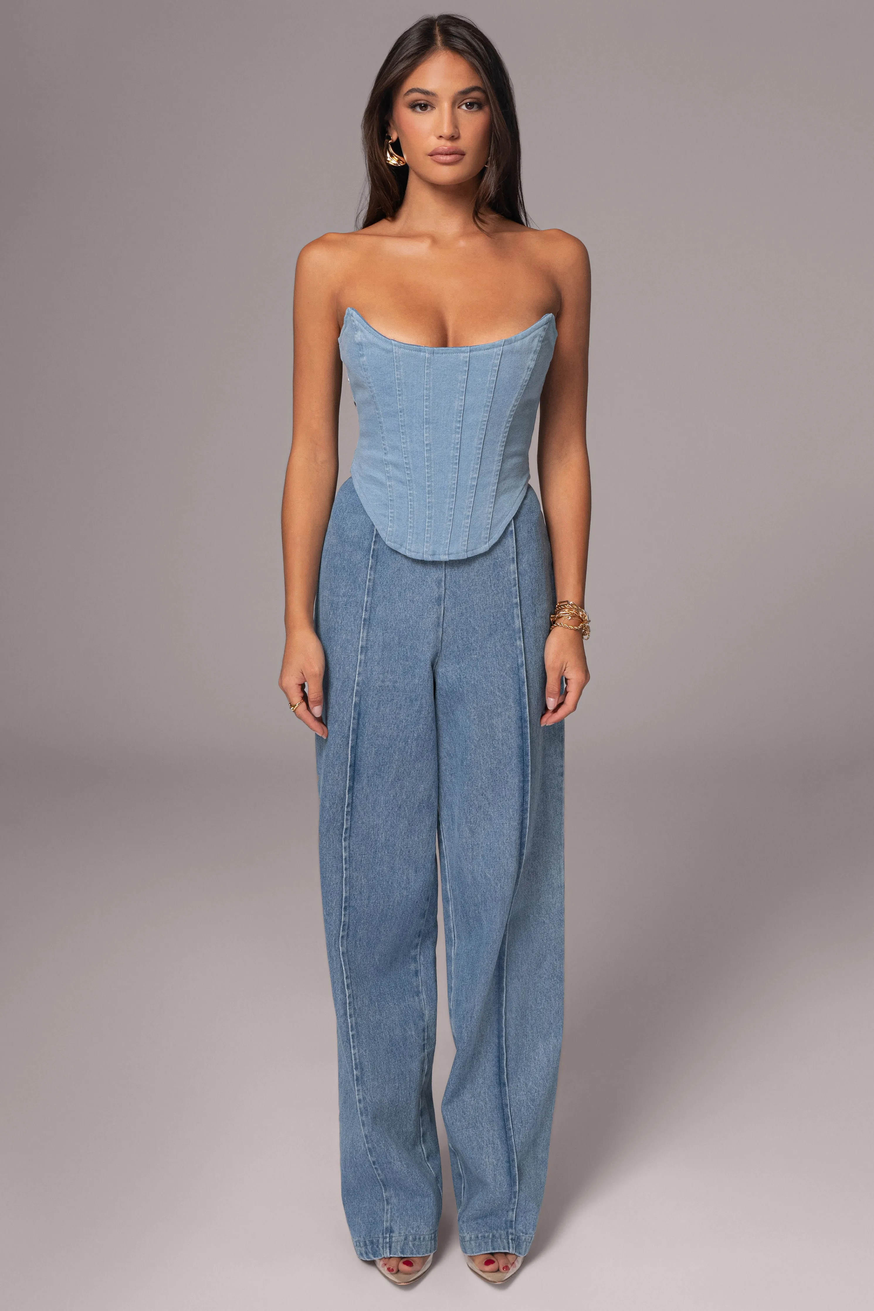 Medium Wash Fenix Reversible Denim Corset