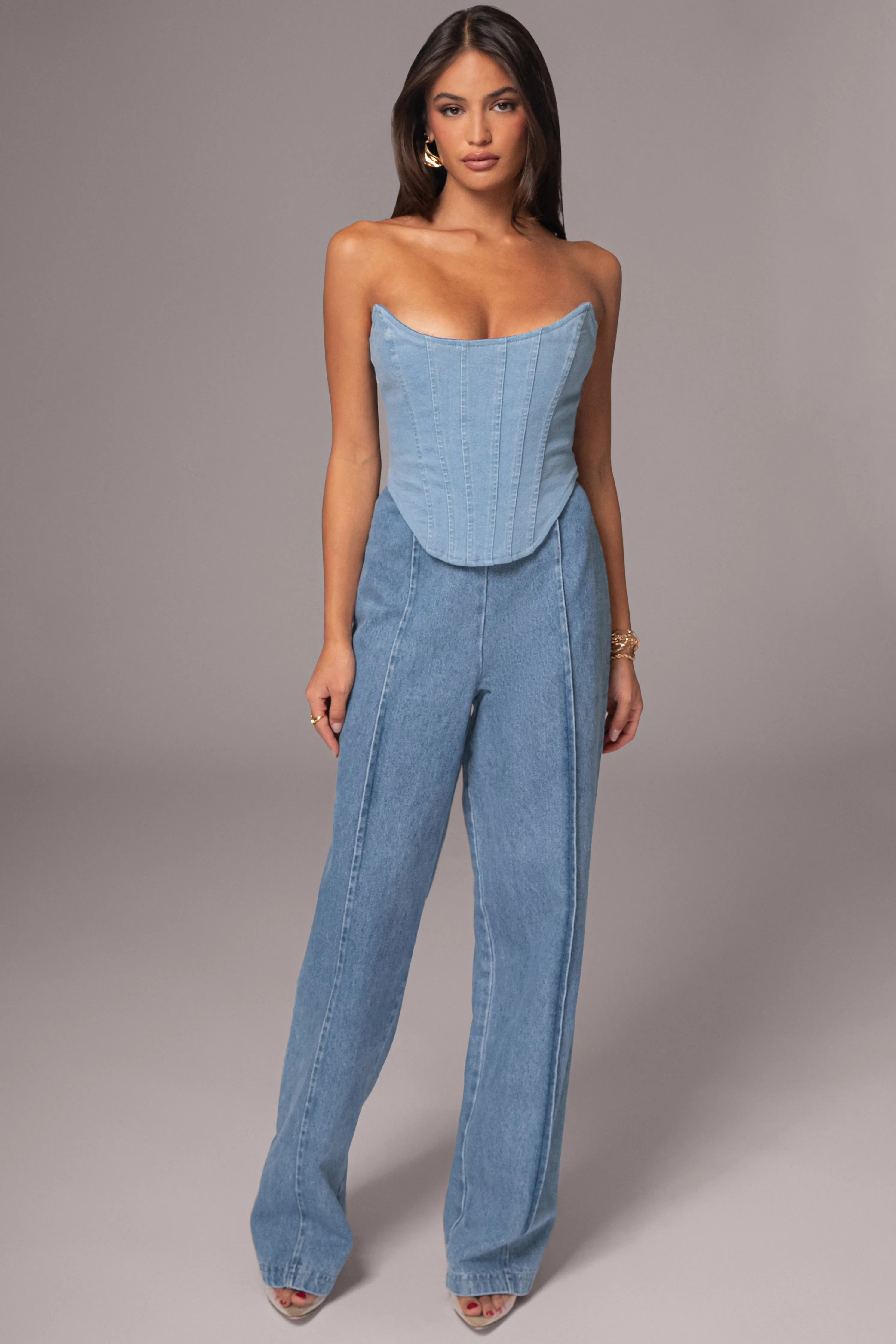 Medium Wash Fenix Reversible Denim Corset